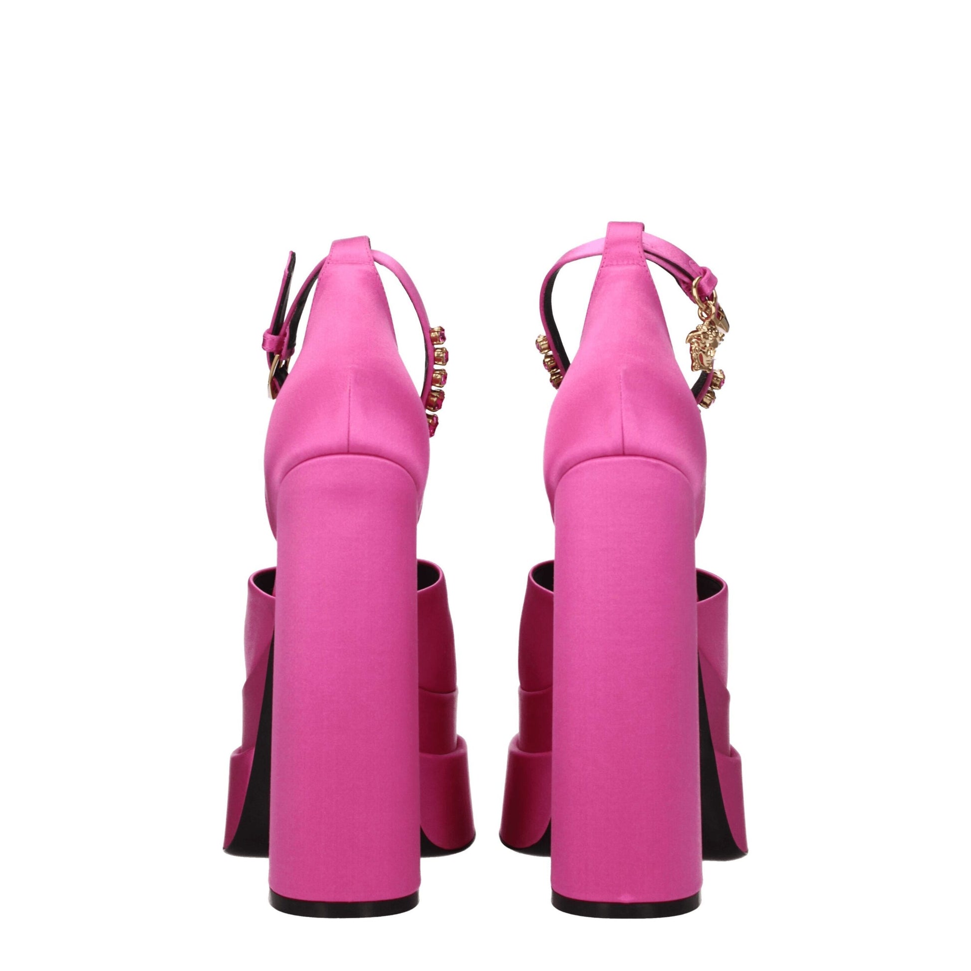 Versace Pink Satin Platform Sandals Curated Luxury Accessories by Orvyn