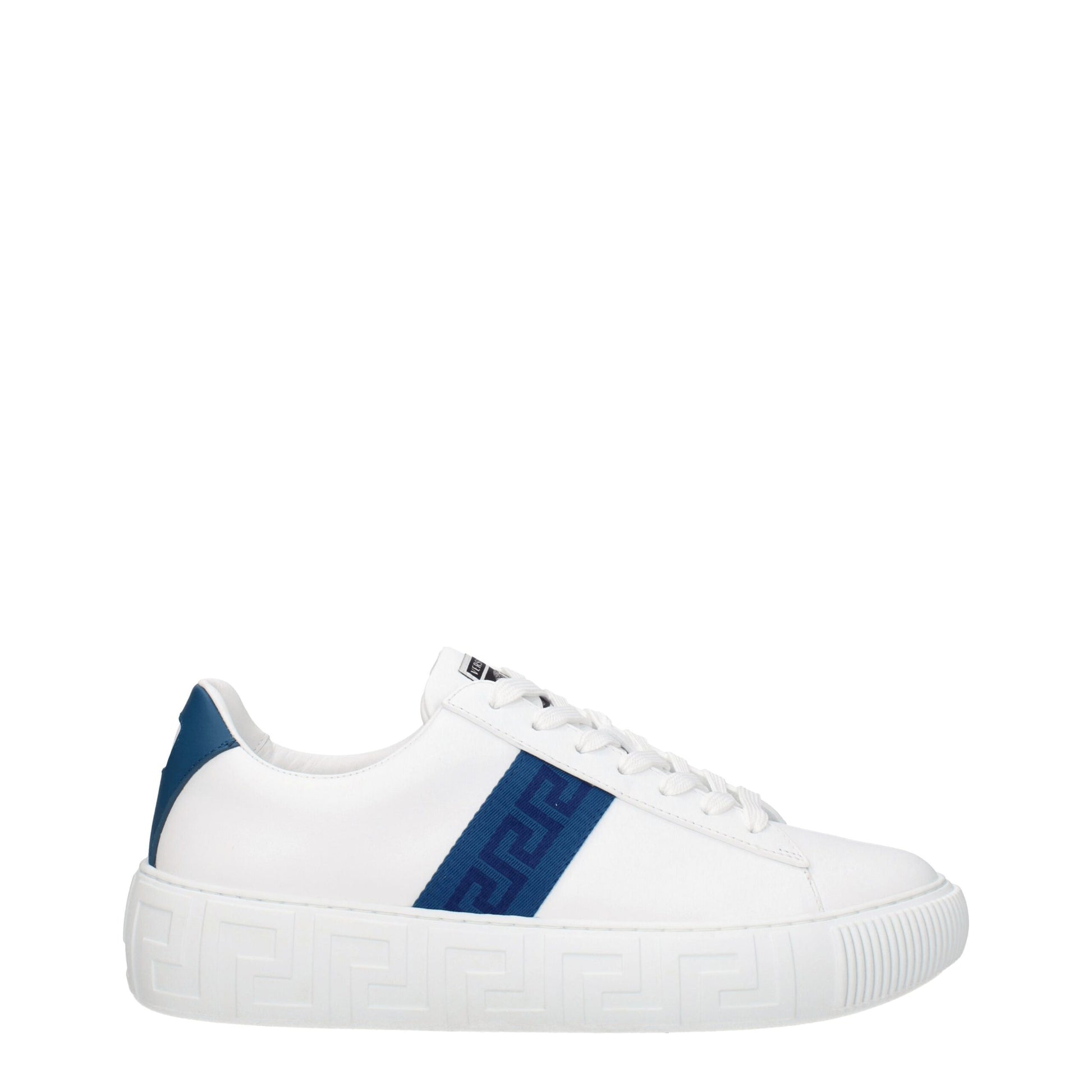 Versace White Leather Low Top Sneakers Curated Luxury Accessories by Orvyn