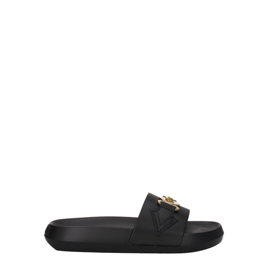Versace Black Leather Slippers Curated Luxury Accessories by Orvyn