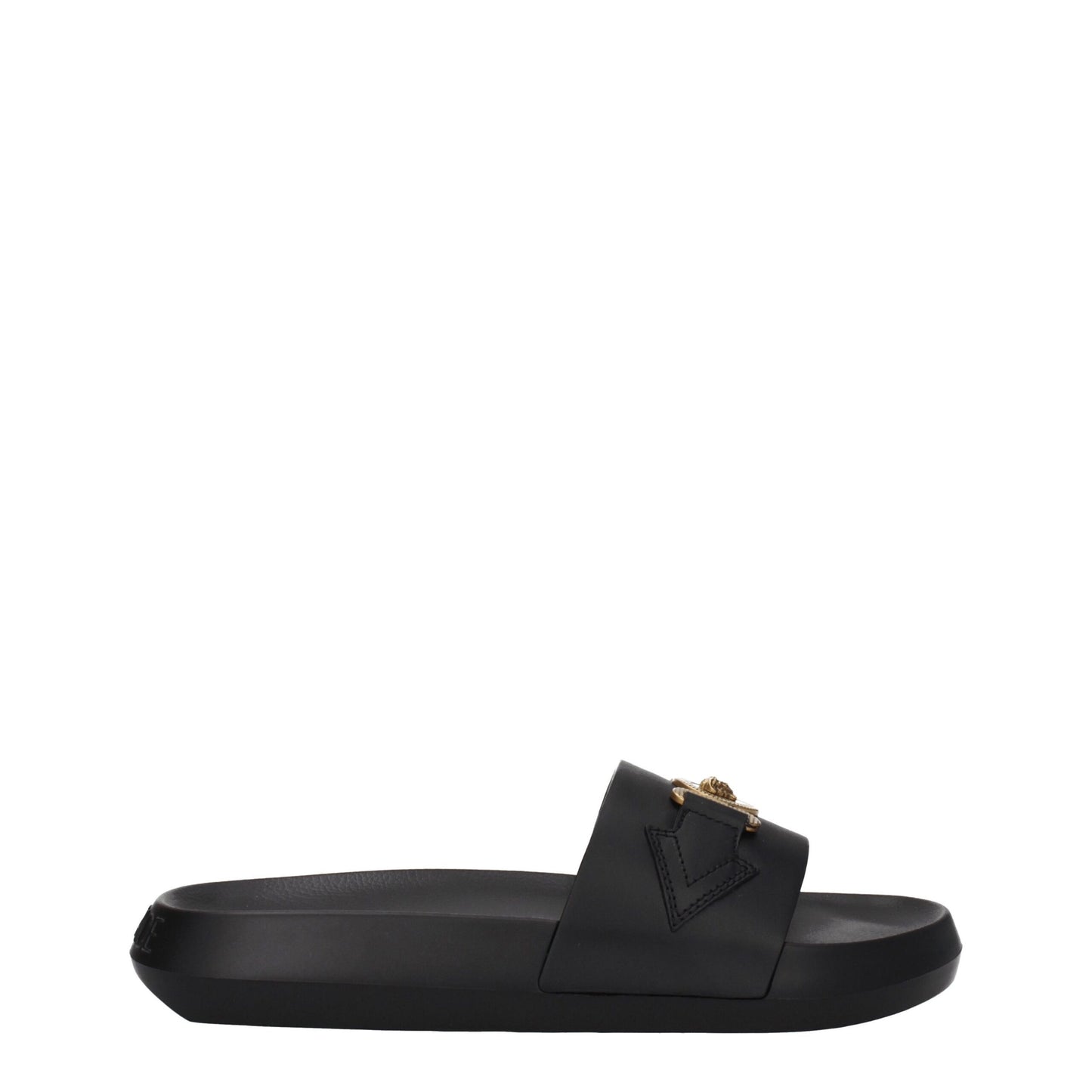 Versace Black Leather Slippers schwarz