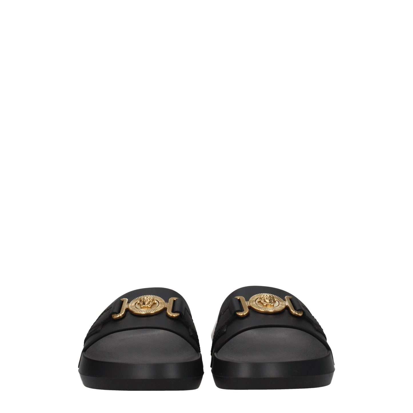 Versace Black Leather Slippers Curated Luxury Accessories by Orvyn
