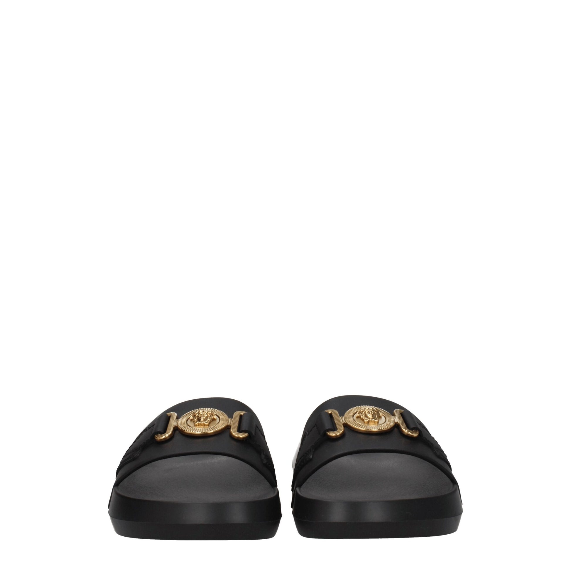 Versace Black Leather Slippers Curated Luxury Accessories by Orvyn