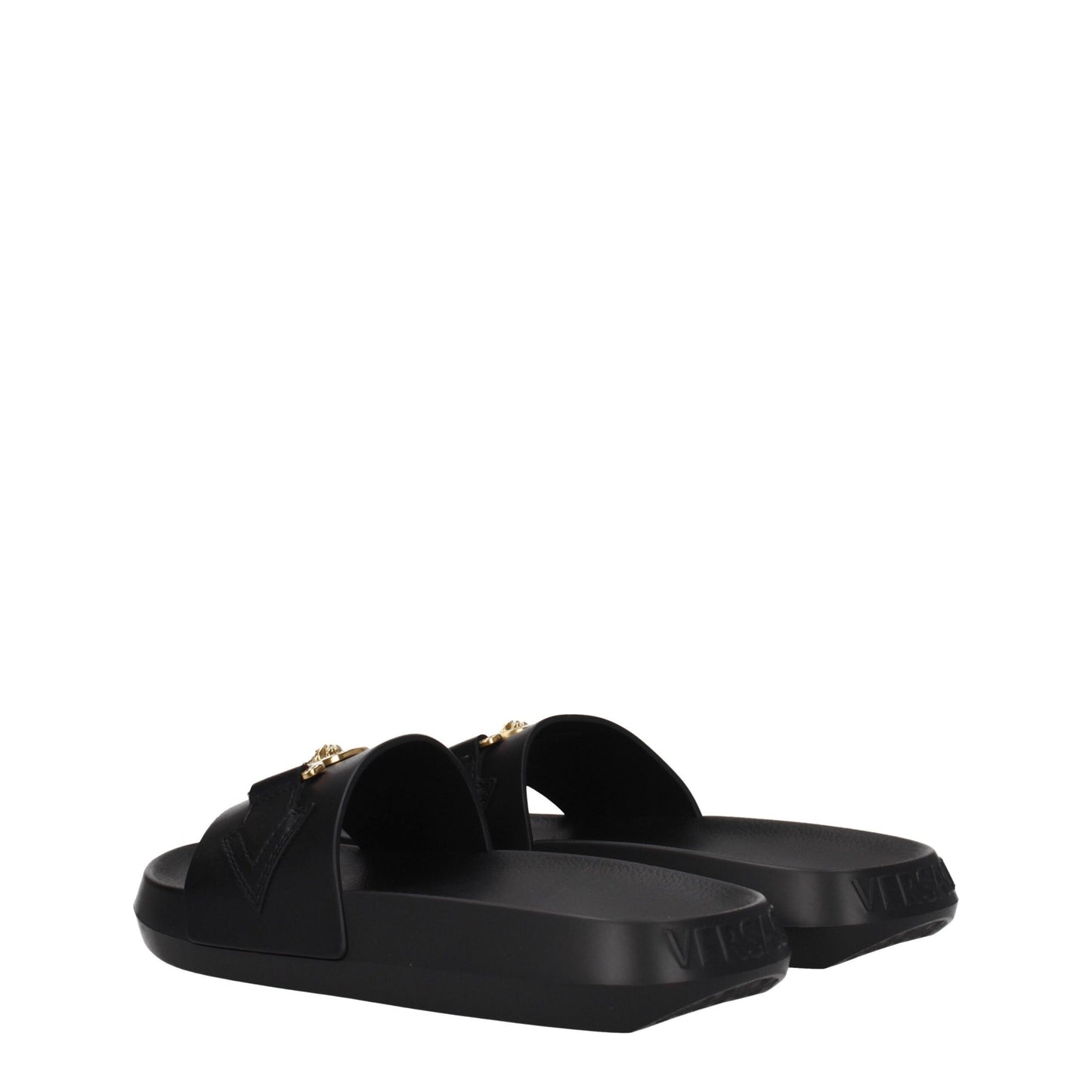 Versace Black Leather Slippers Curated Luxury Accessories by Orvyn