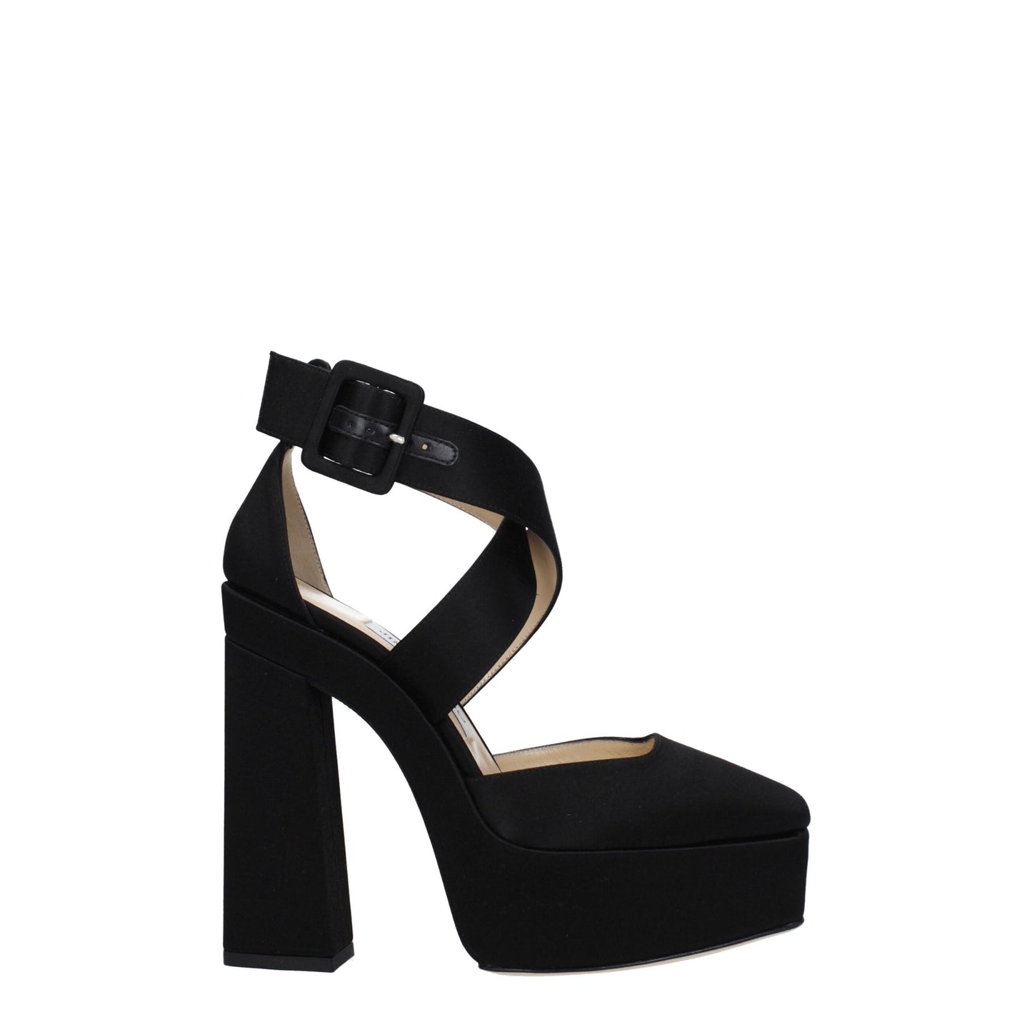 Jimmy Choo Black Satin Platform Sandals Curated Luxury Accessories by Orvyn