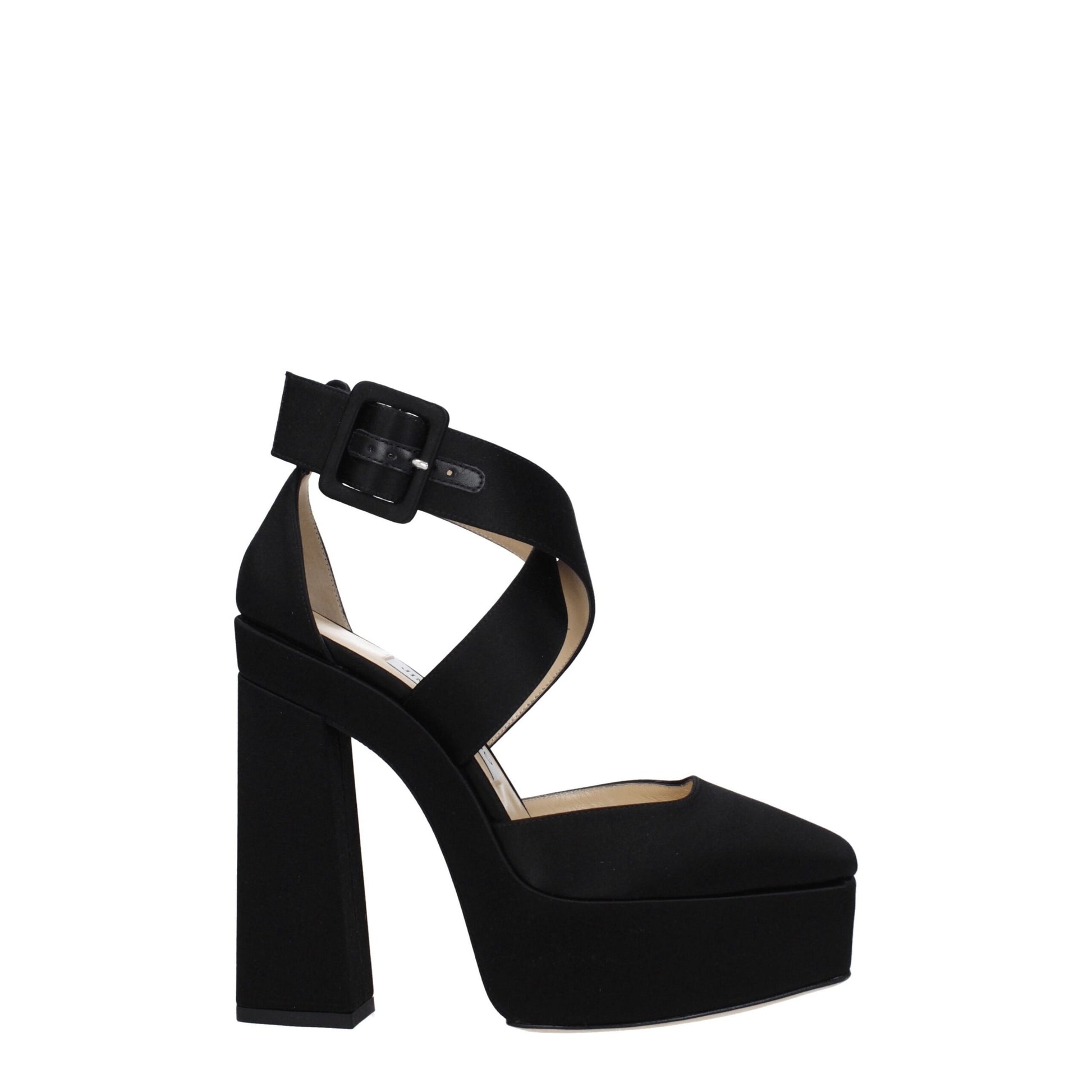 Jimmy Choo Black Satin Platform Sandals Curated Luxury Accessories by Orvyn