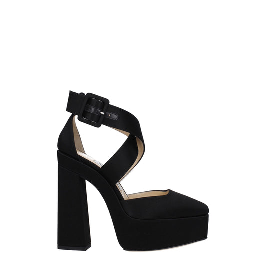 Jimmy Choo Black Satin Platform Sandals Curated Luxury Accessories by Orvyn
