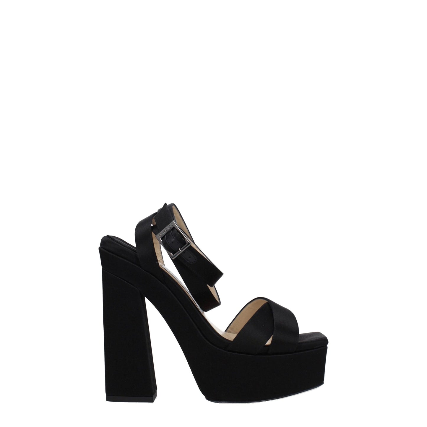 Jimmy Choo Black Satin Platform Sandals Curated Luxury Accessories by Orvyn