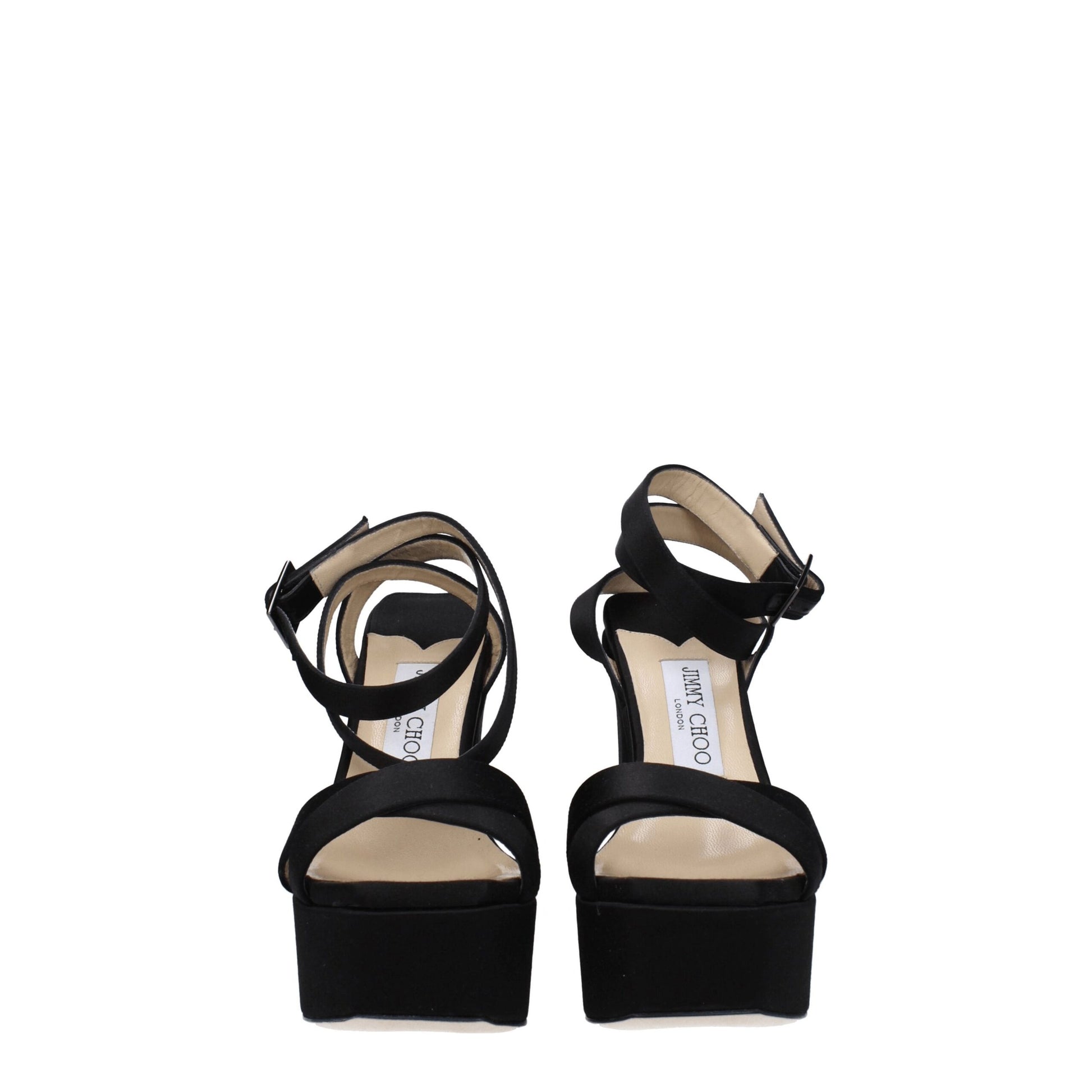 Jimmy Choo Black Satin Platform Sandals Curated Luxury Accessories by Orvyn