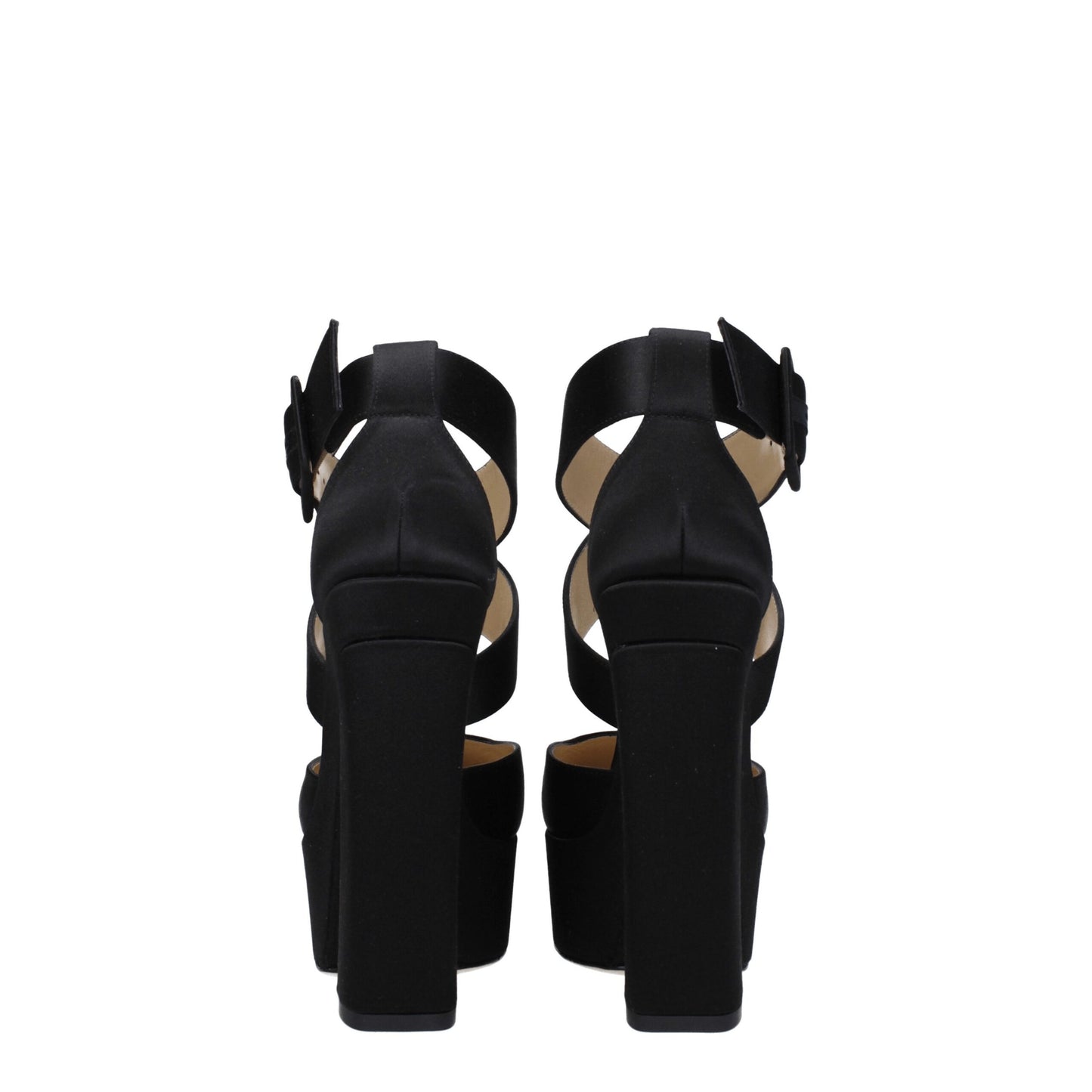 Jimmy Choo Black Satin Platform Sandals Curated Luxury Accessories by Orvyn