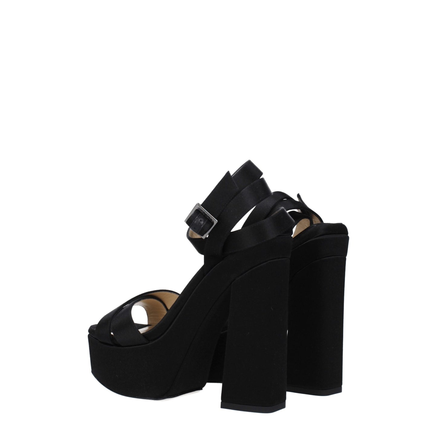 Jimmy Choo Black Satin Platform Sandals Curated Luxury Accessories by Orvyn