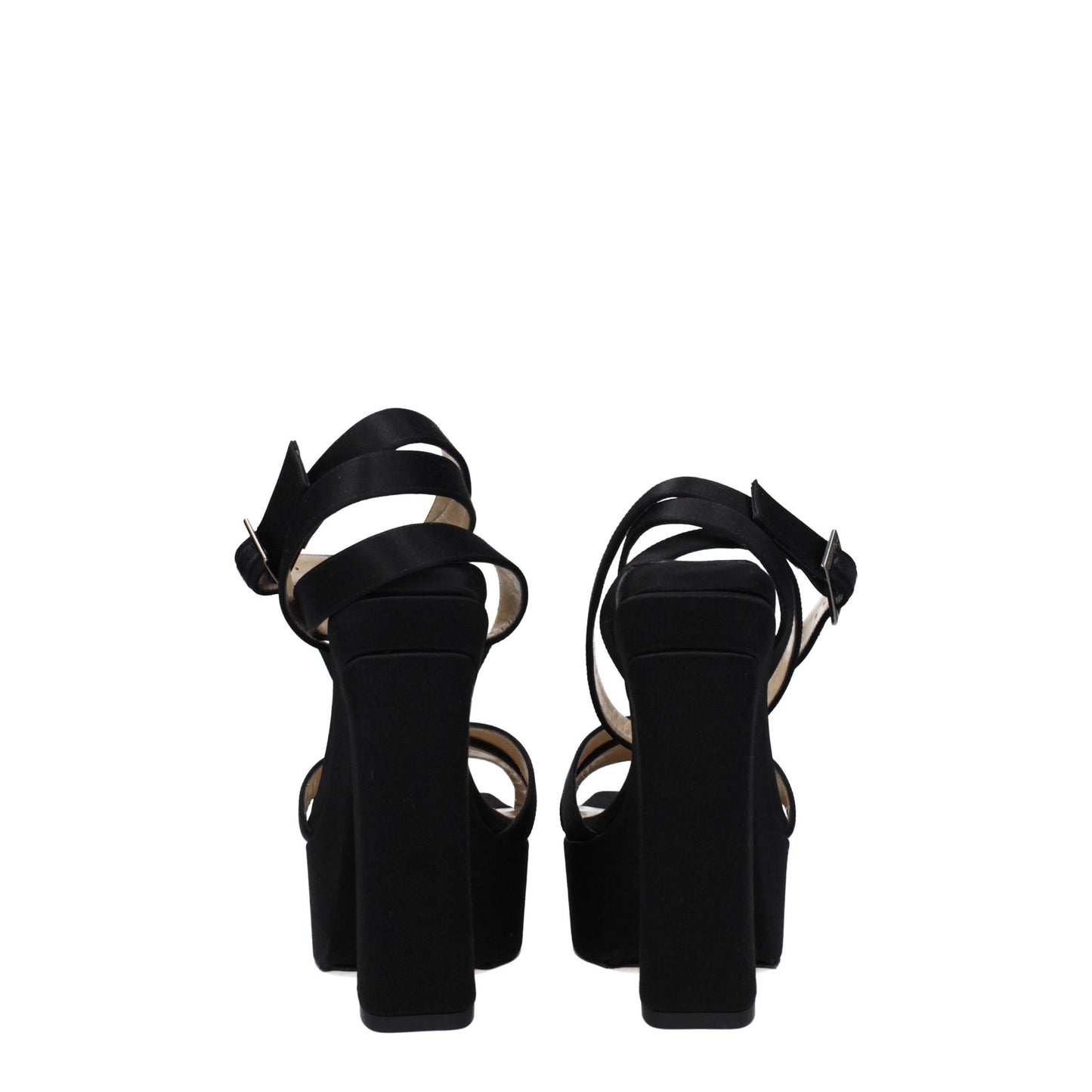 Jimmy Choo Black Satin Platform Sandals Curated Luxury Accessories by Orvyn