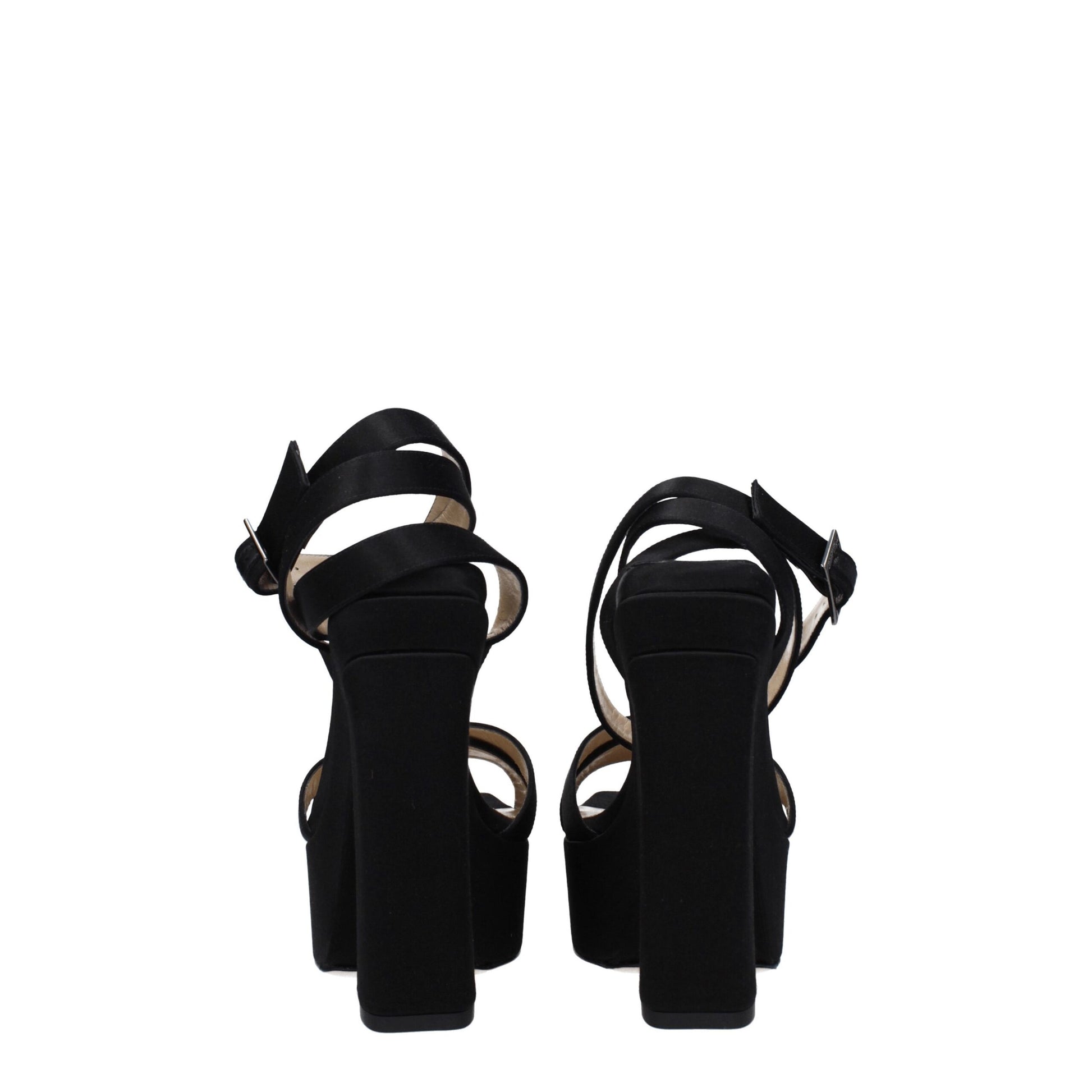 Jimmy Choo Black Satin Platform Sandals Curated Luxury Accessories by Orvyn