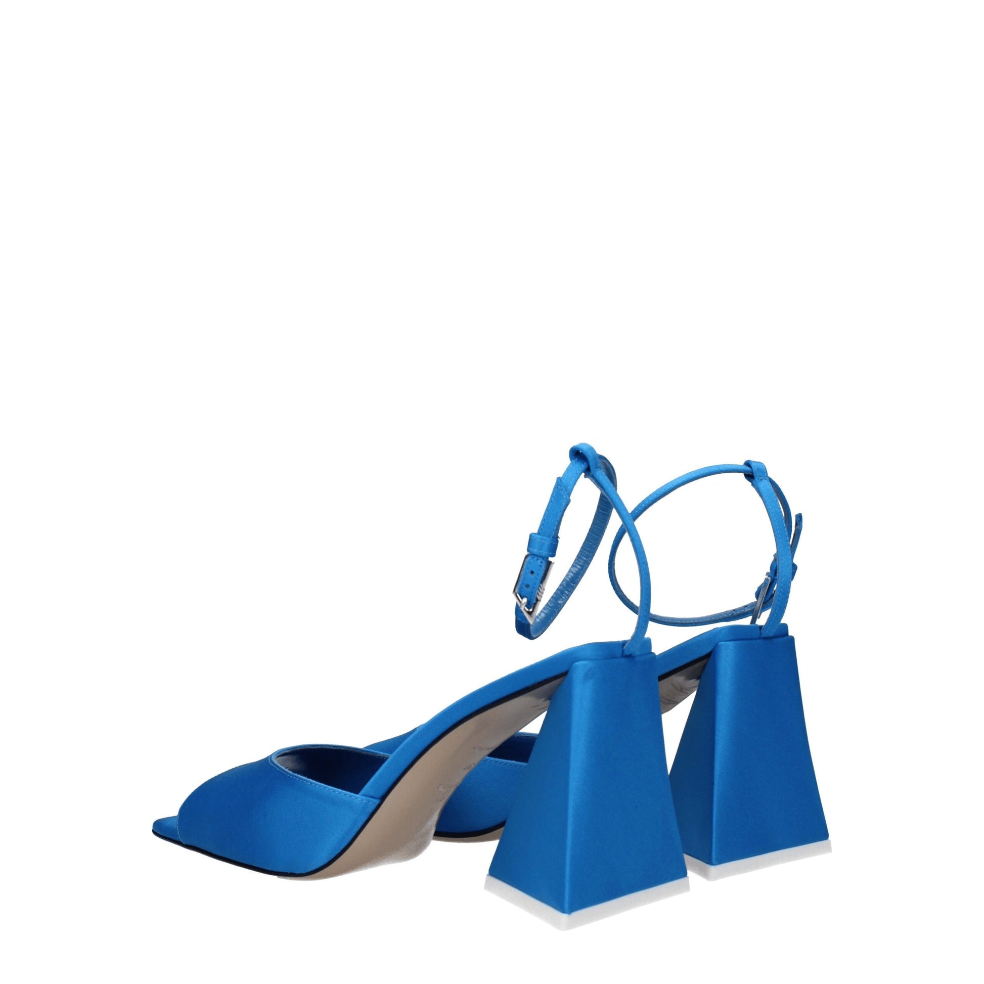 The Attico Blue Satin Stiletto Heel Sandals Curated Luxury Accessories by Orvyn