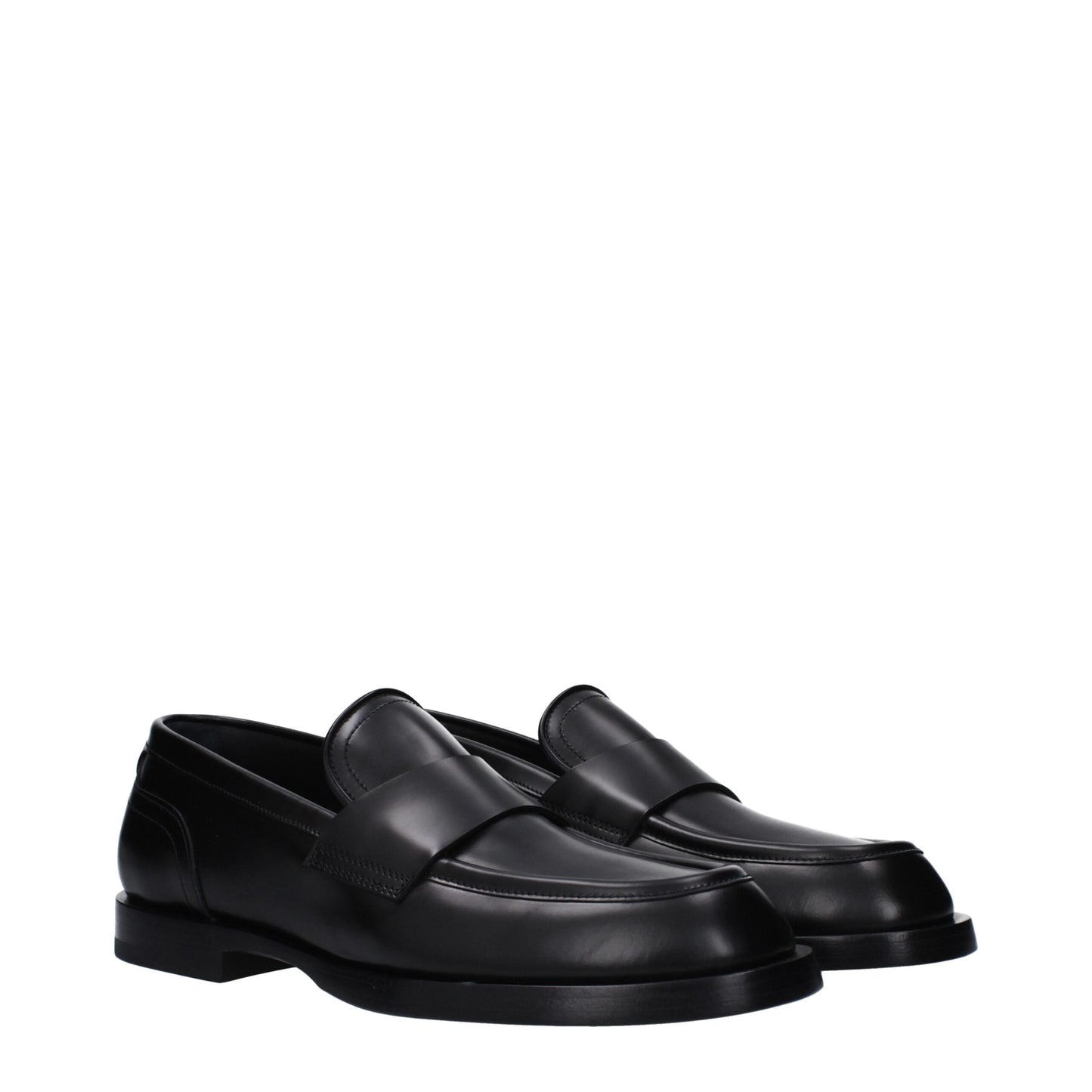 Dolce & Gabbana Black Leather Slip-On Loafers Curated Luxury Accessories by Orvyn
