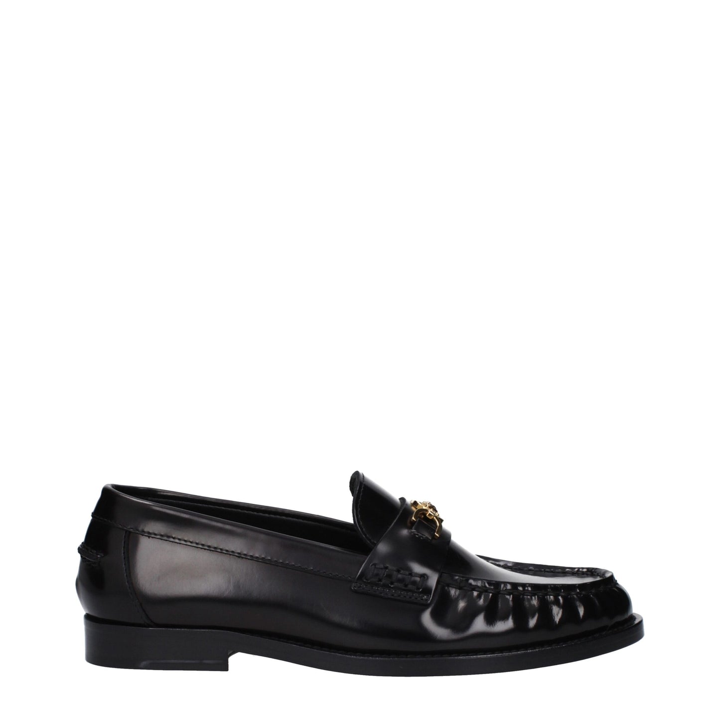 Versace Black Leather Slip-On Loafers Curated Luxury Accessories by Orvyn