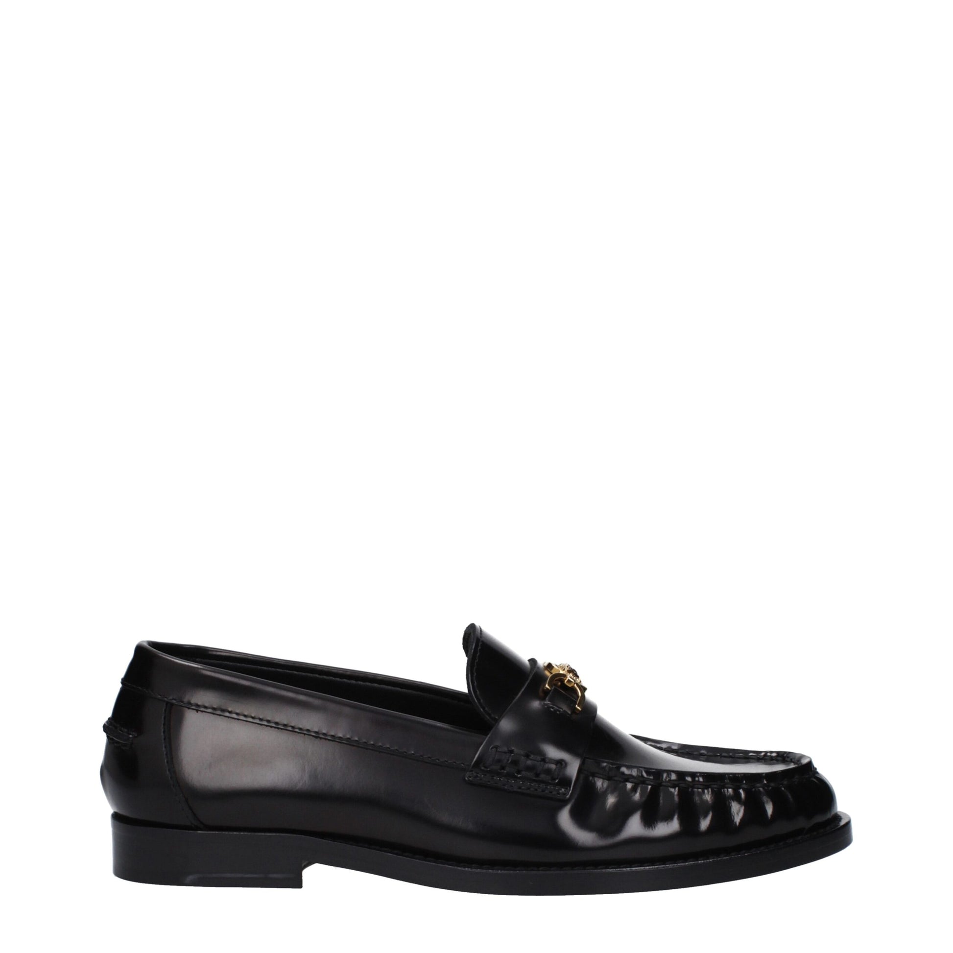 Versace Black Leather Slip-On Loafers Curated Luxury Accessories by Orvyn
