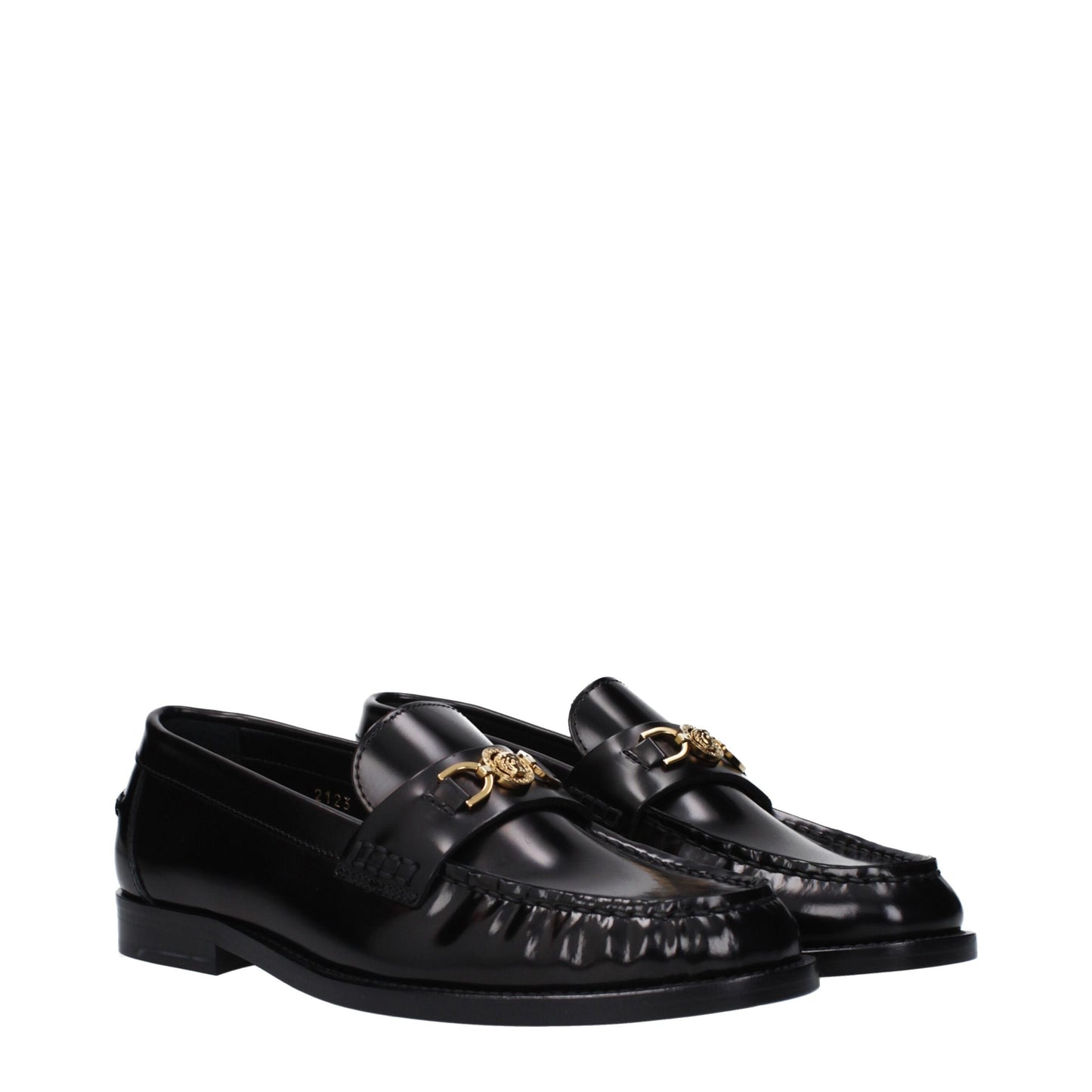 Versace Black Leather Slip-On Loafers Curated Luxury Accessories by Orvyn