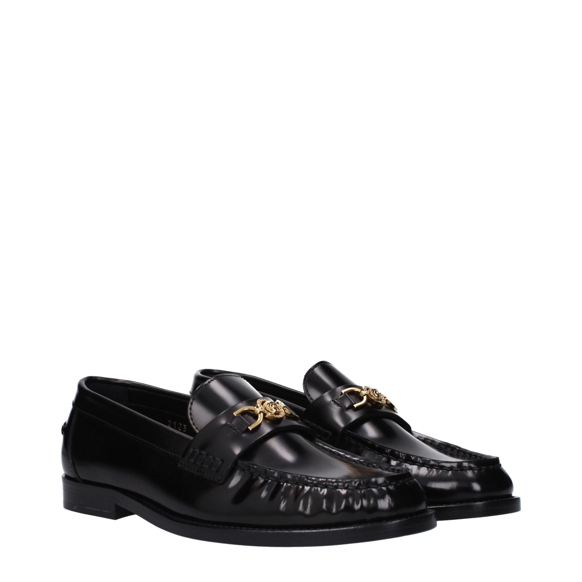 Versace Black Leather Slip-On Loafers Curated Luxury Accessories by Orvyn
