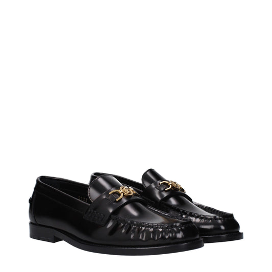 Versace Black Leather Slip-On Loafers Curated Luxury Accessories by Orvyn