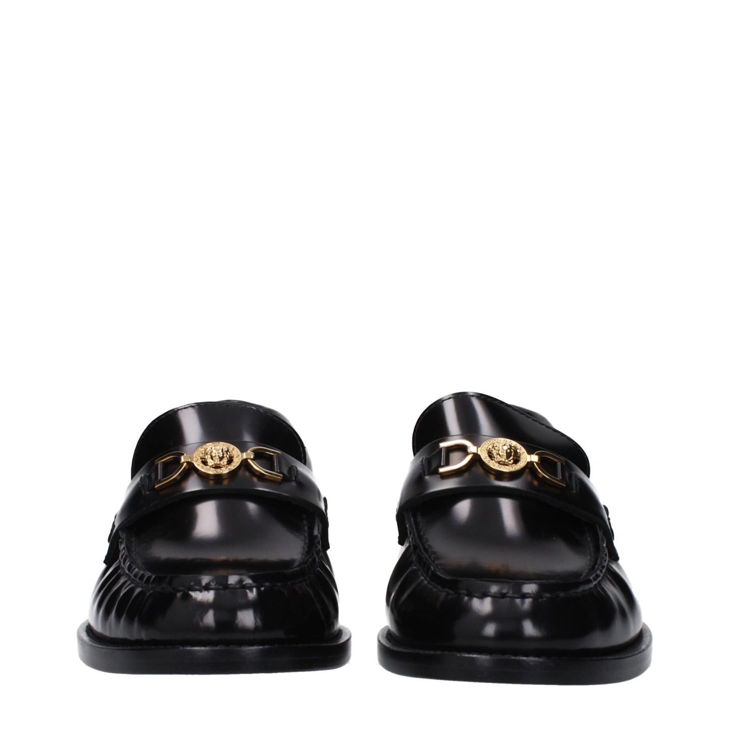 Versace Black Leather Slip-On Loafers Curated Luxury Accessories by Orvyn