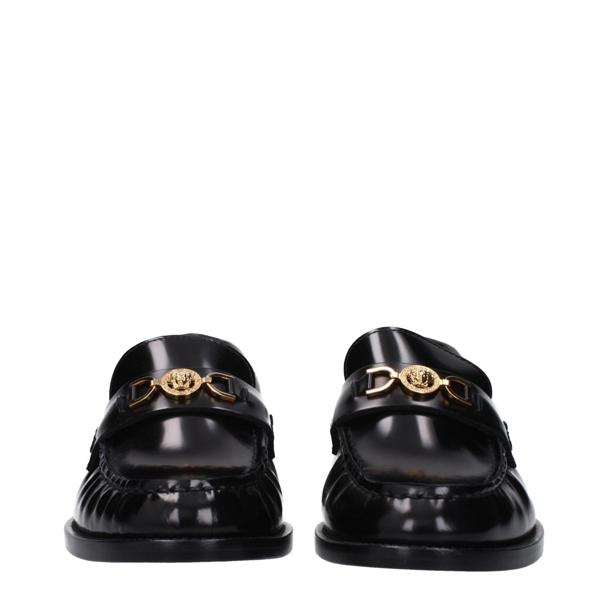 Versace Black Leather Slip-On Loafers Curated Luxury Accessories by Orvyn