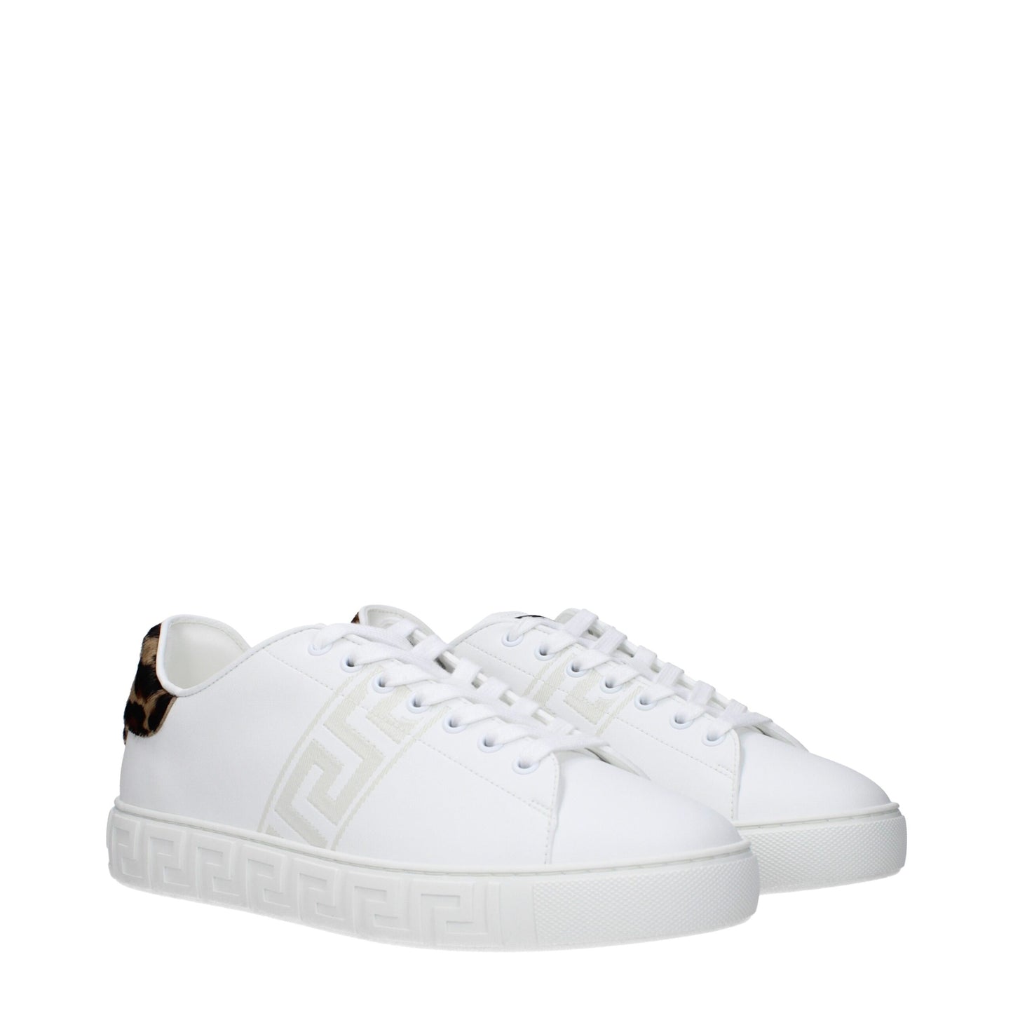 Versace White Leather Low Top Sneakers Curated Luxury Accessories by Orvyn