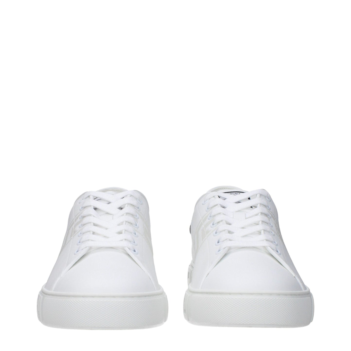 Versace White Leather Low Top Sneakers Curated Luxury Accessories by Orvyn