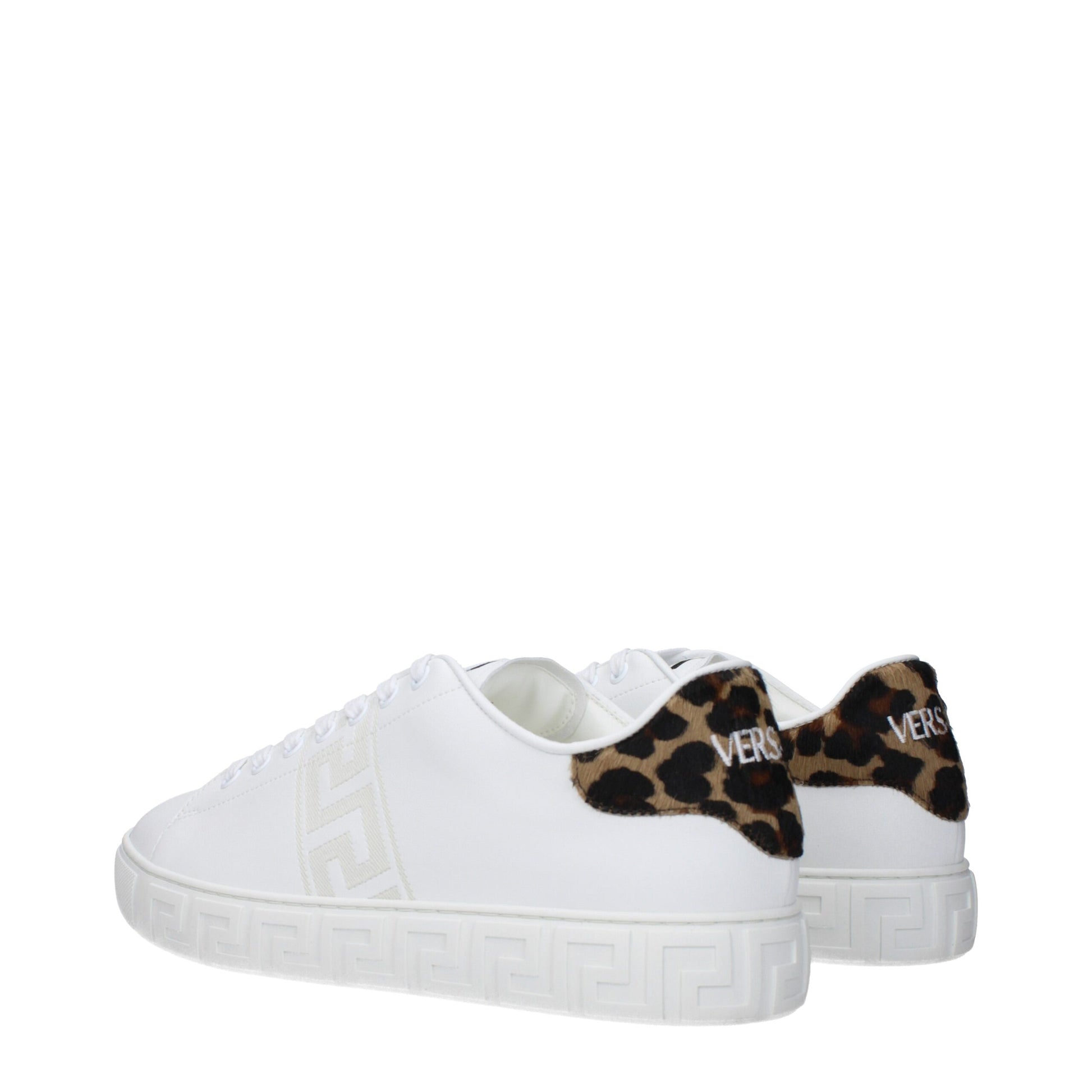 Versace White Leather Low Top Sneakers Curated Luxury Accessories by Orvyn