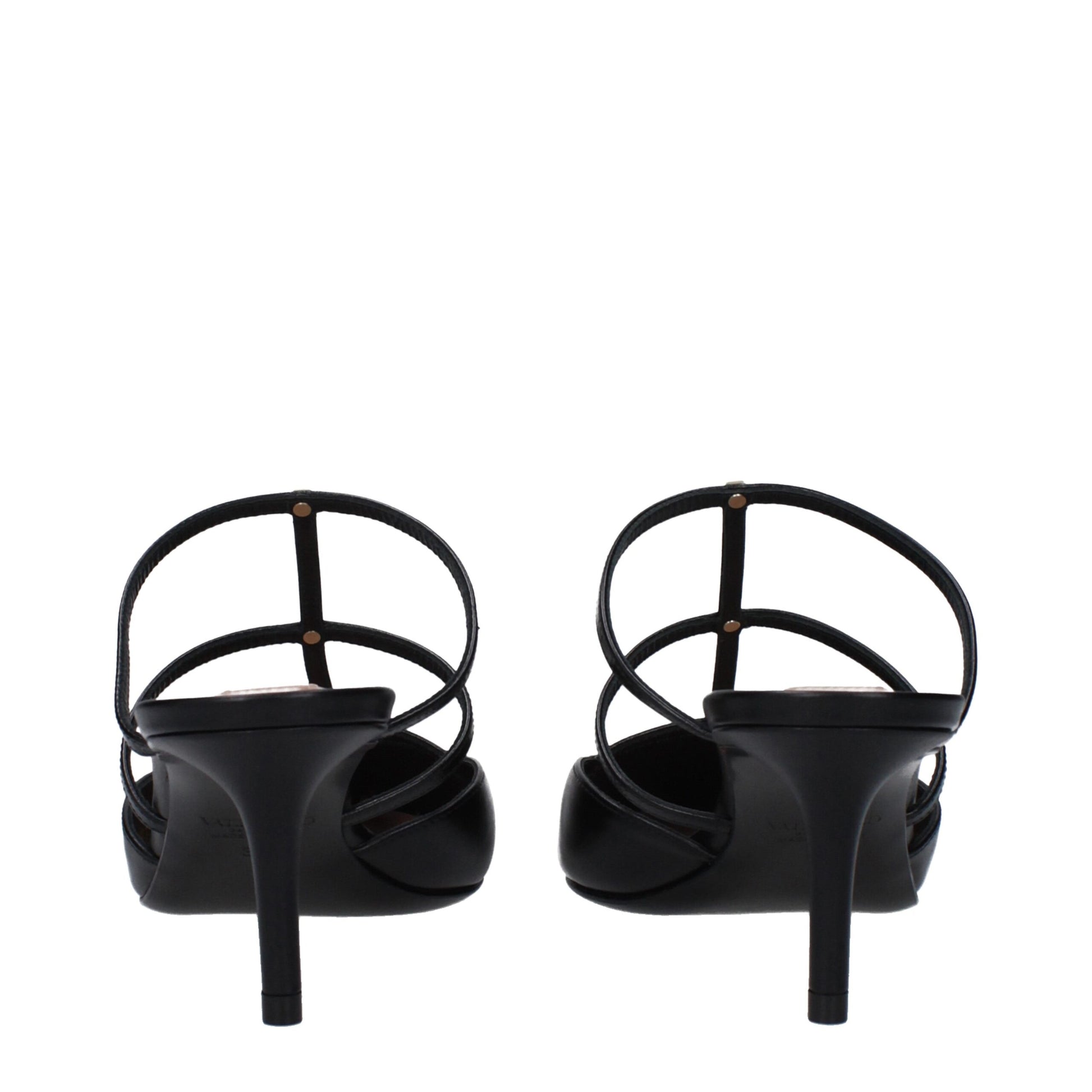 Valentino Garavani Black Leather Sandals Curated Luxury Accessories by Orvyn