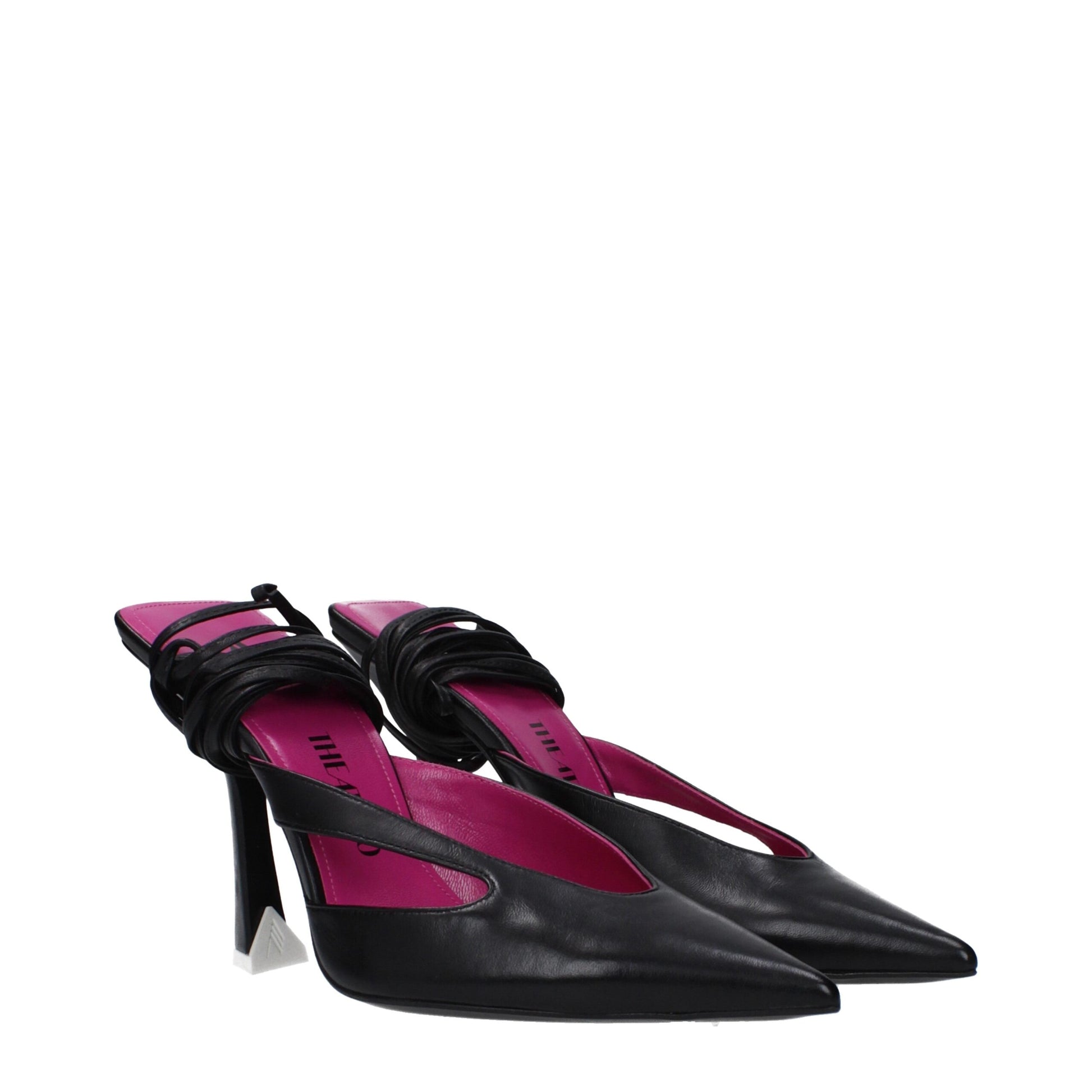 The Attico Black Leather Stiletto Heel Sandals Curated Luxury Accessories by Orvyn