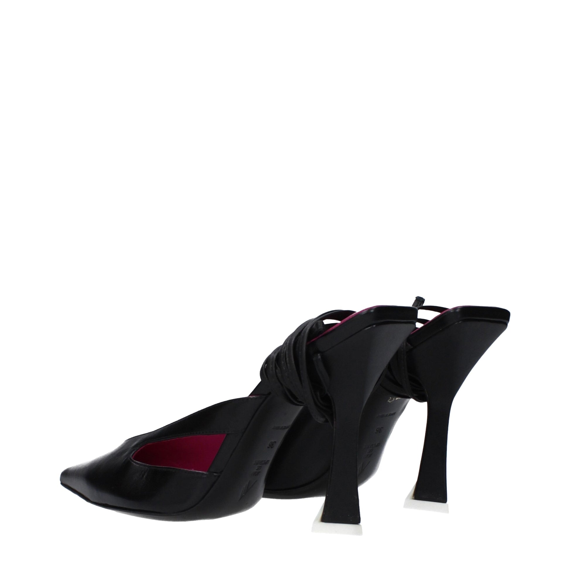 The Attico Black Leather Stiletto Heel Sandals Curated Luxury Accessories by Orvyn