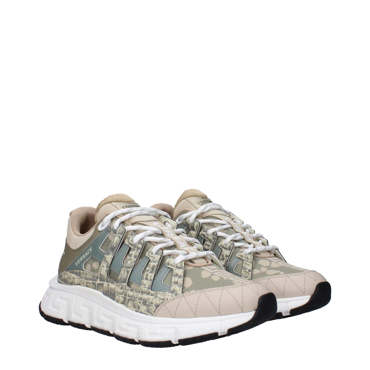 Versace Green Fabric Low Top Sneakers Curated Luxury Accessories by Orvyn