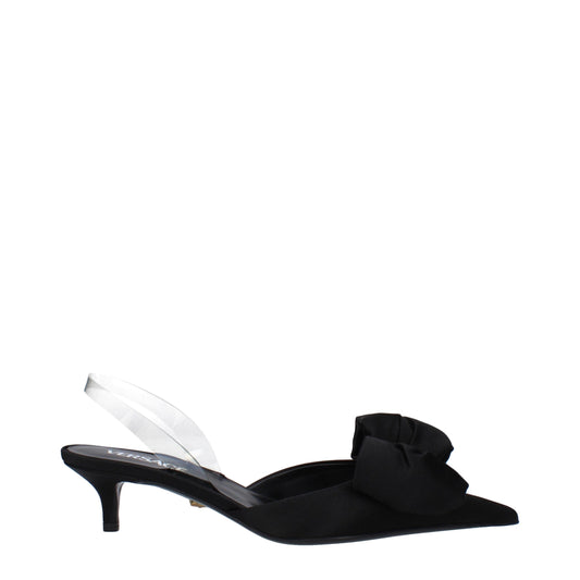 Versace Black Satin Flat Sandals Curated Luxury Accessories by Orvyn