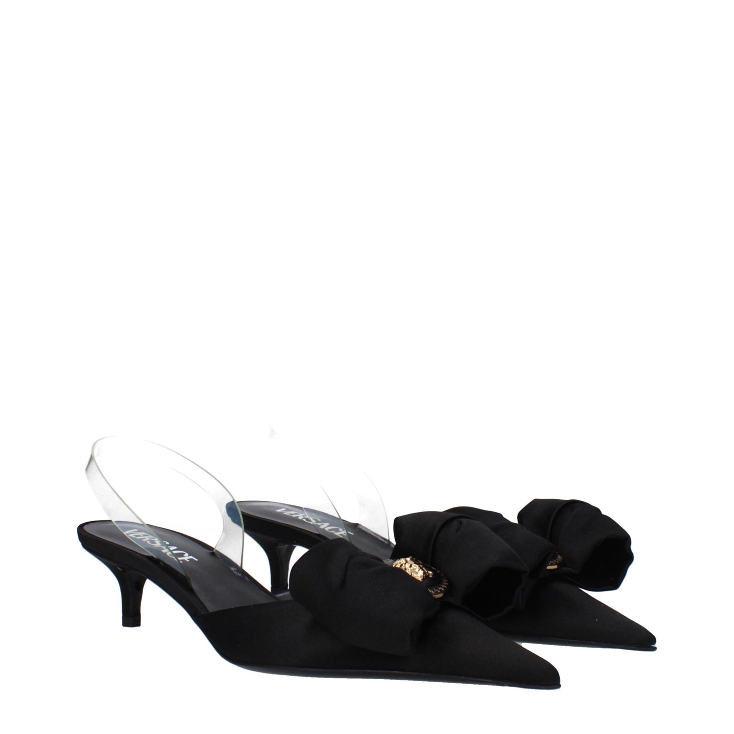 Versace Black Satin Flat Sandals Curated Luxury Accessories by Orvyn