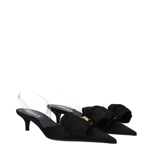 Versace Black Satin Flat Sandals Curated Luxury Accessories by Orvyn