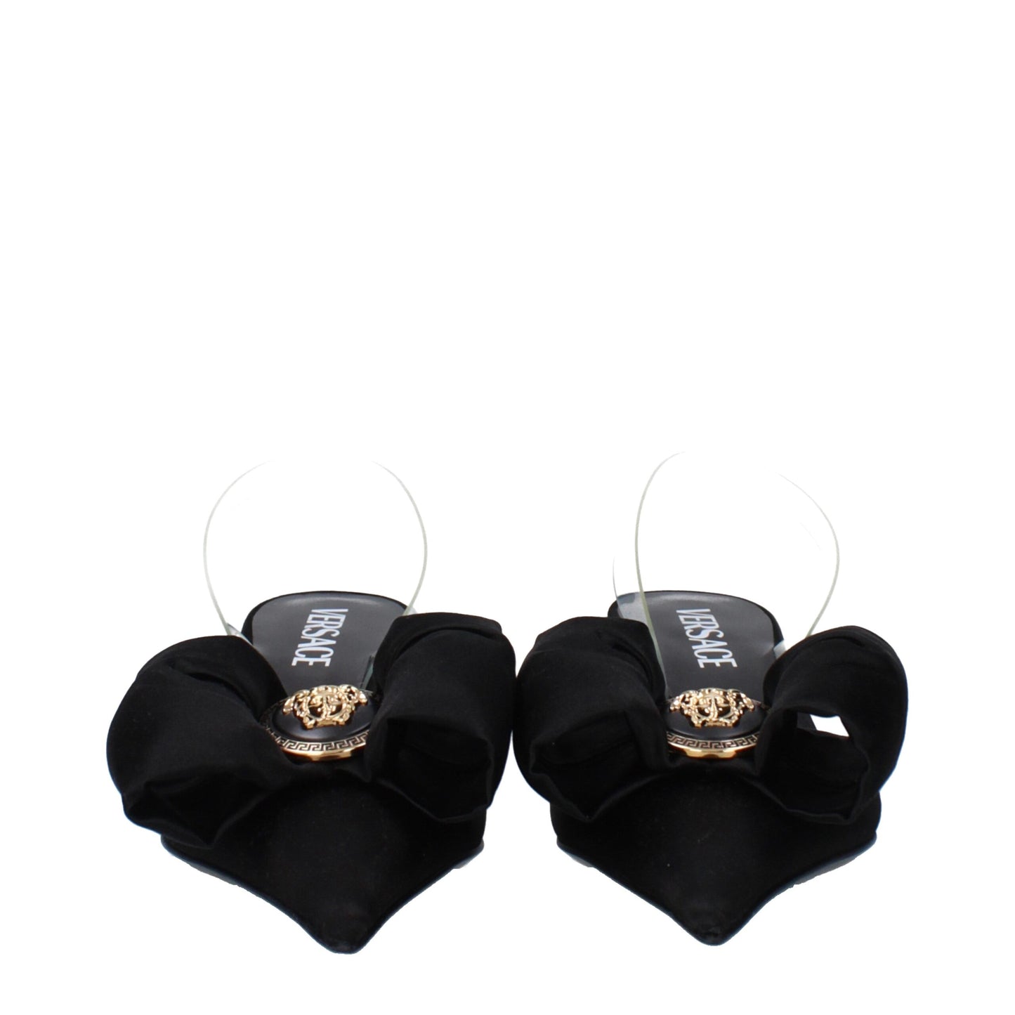 Versace Black Satin Flat Sandals Curated Luxury Accessories by Orvyn