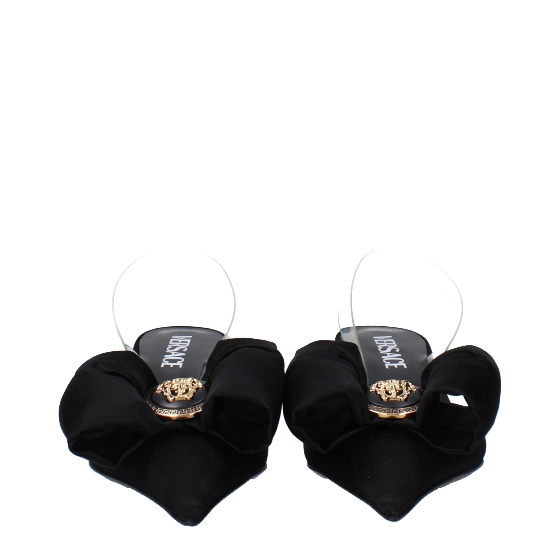 Versace Black Satin Flat Sandals Curated Luxury Accessories by Orvyn