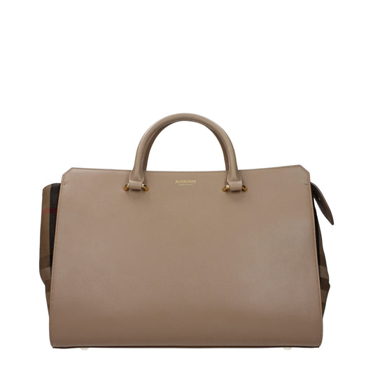 Burberry Banner Beige Check-Panel Leather Tote Bag curated by orvyn luxury accessories