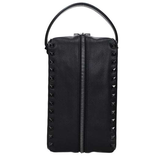 Valentino Garavani Rockstud Black Leather Clutch Bag curated by orvyn luxury accessories