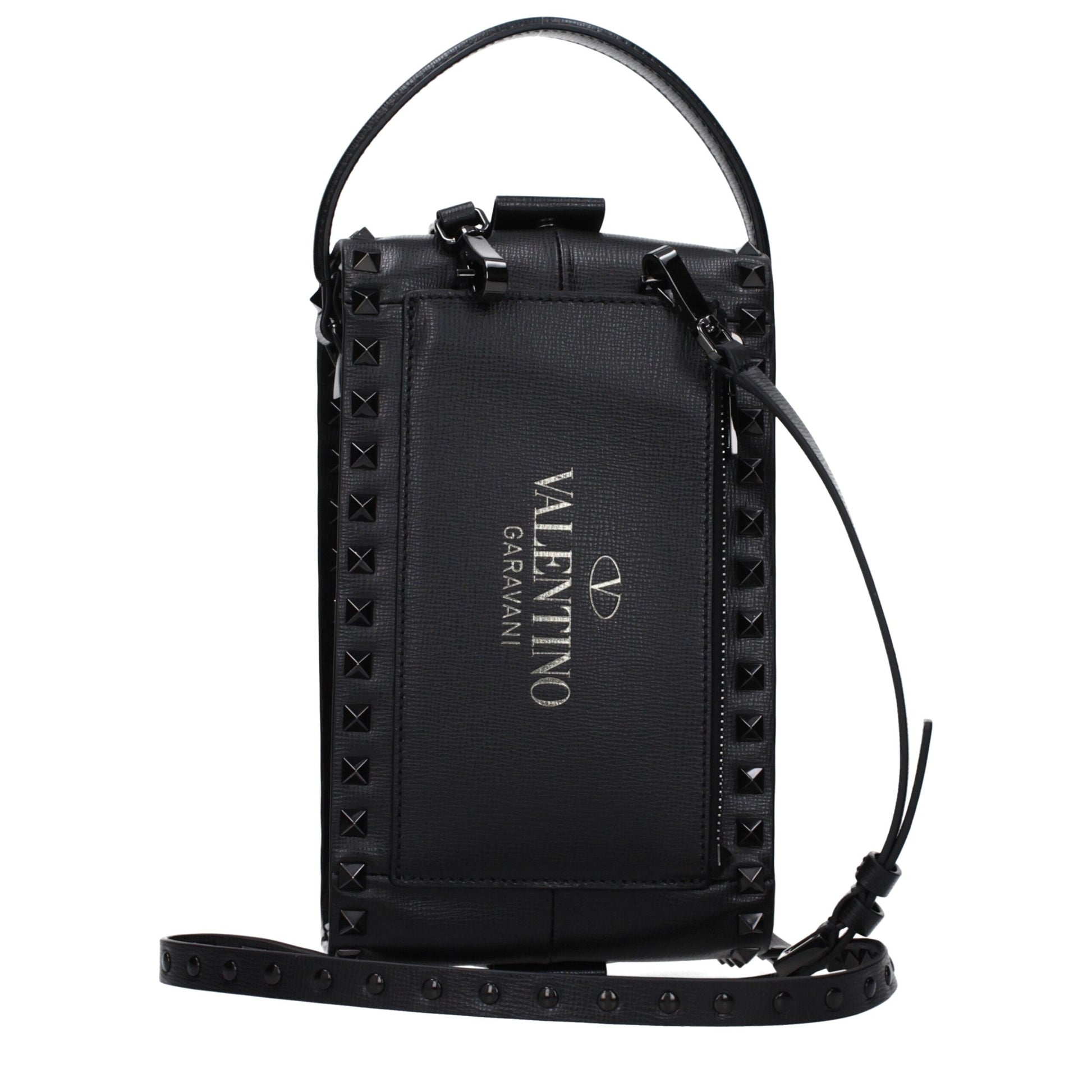 Valentino Garavani Rockstud Black Leather Clutch Bag curated by orvyn luxury accessories