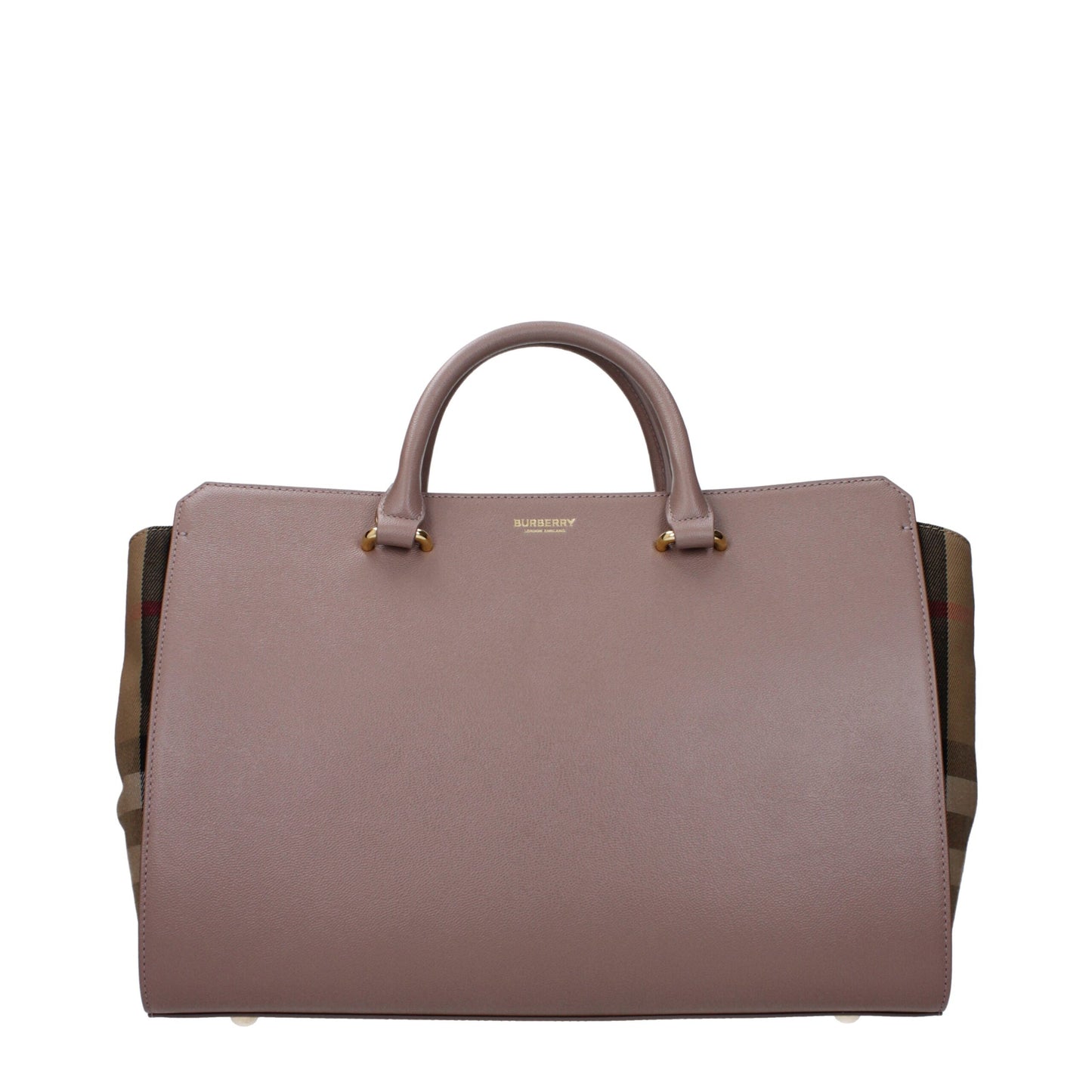 Burberry Banner Gray Check-Panel Leather Tote Bag curated by orvyn luxury accessories