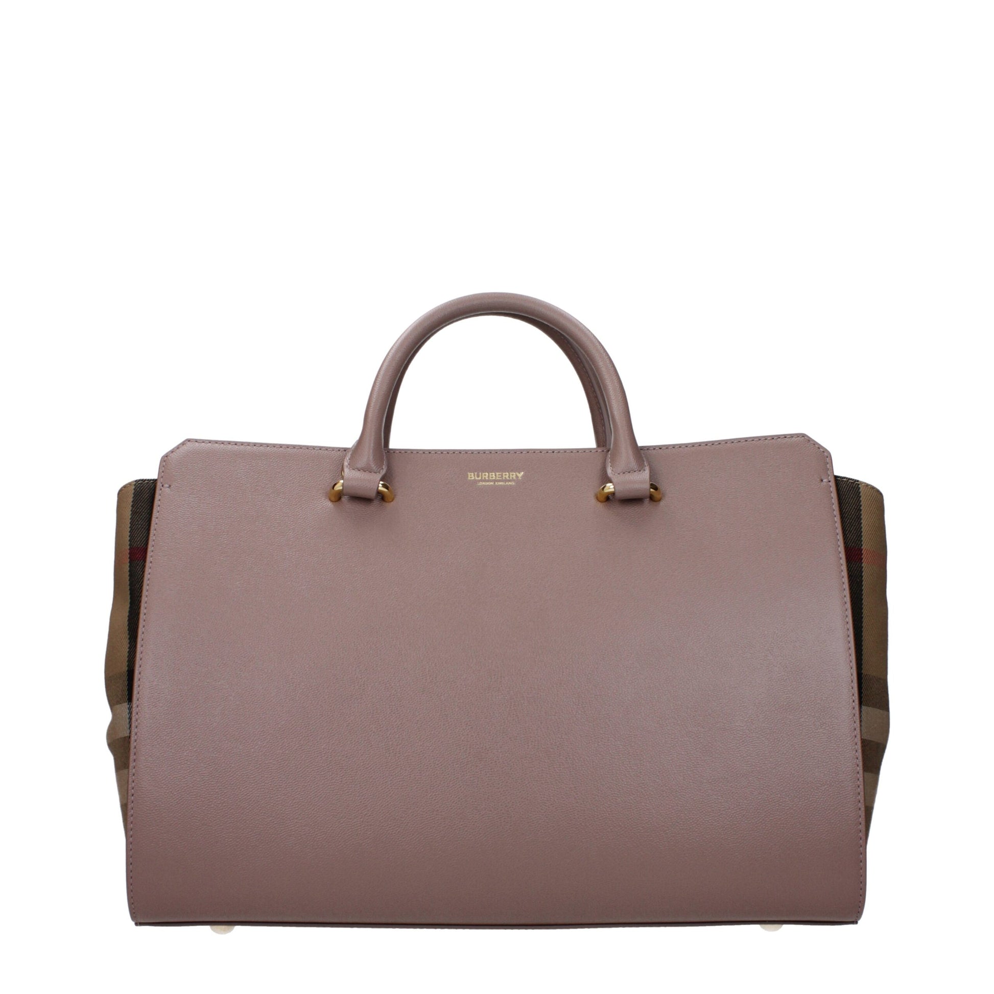 Burberry Banner Gray Check-Panel Leather Tote Bag curated by orvyn luxury accessories