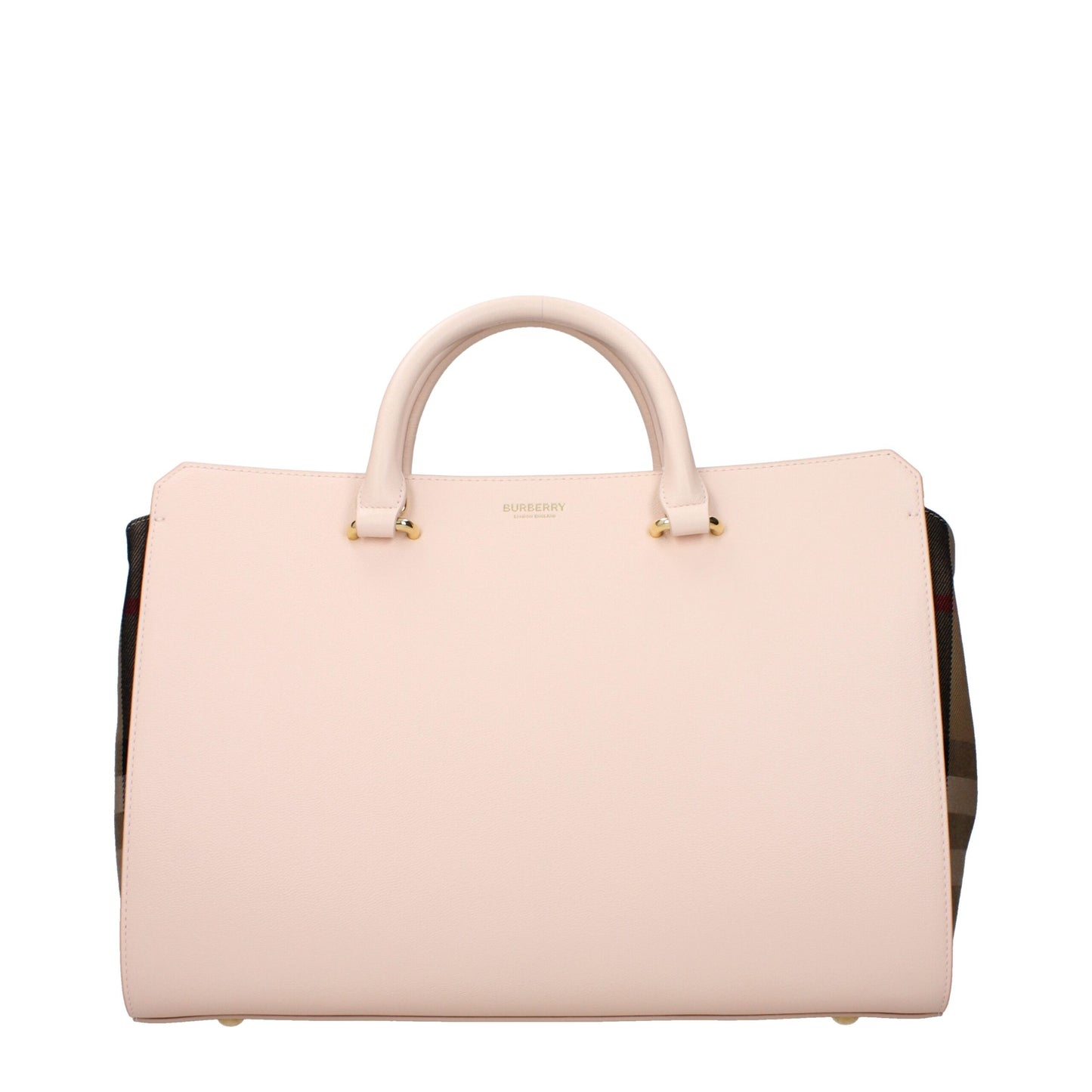 Burberry Banner Pink Check-Panel Leather Tote Bag curated by orvyn luxury accessories
