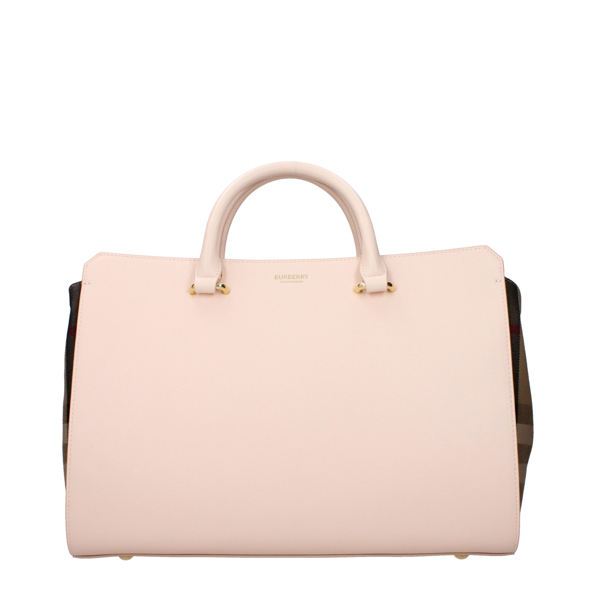 Burberry Banner Pink Check-Panel Leather Tote Bag curated by orvyn luxury accessories