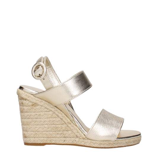 Prada Gold Leather Wedge Sandals Curated Luxury Accessories by Orvyn