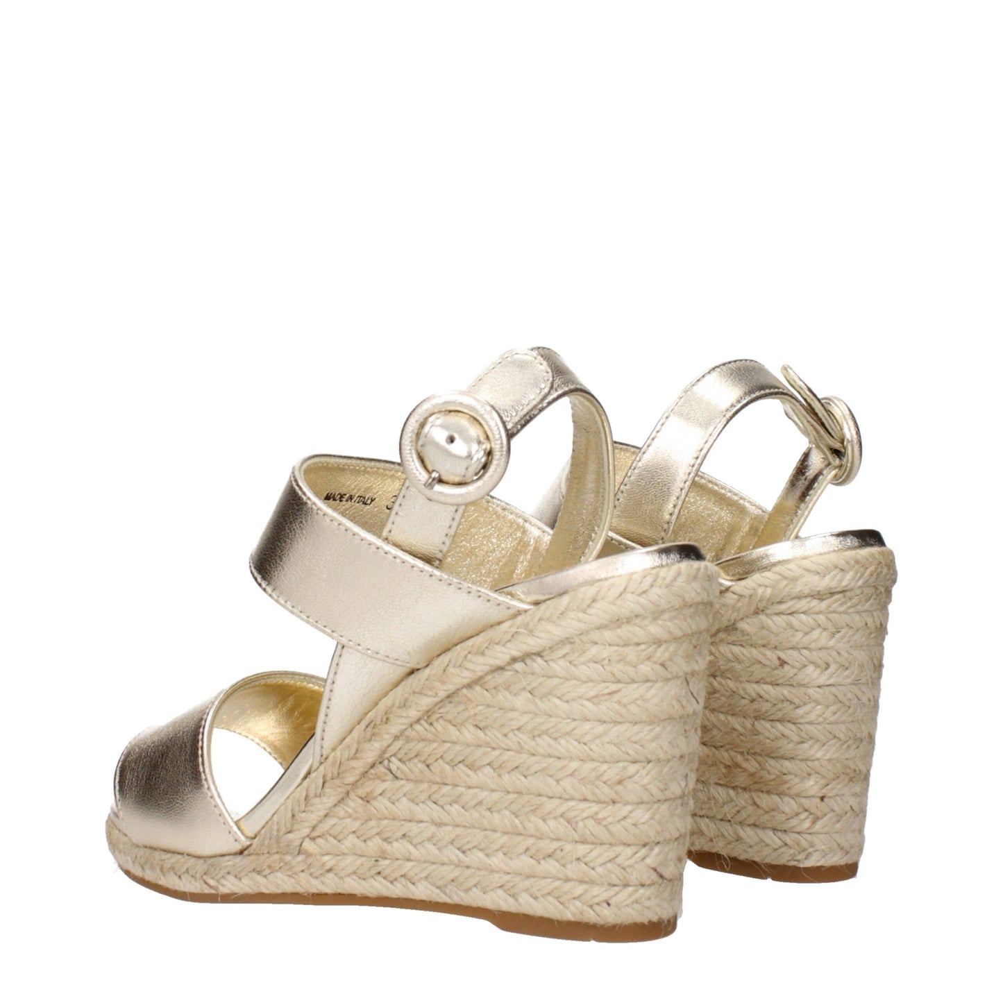 Prada Gold Leather Wedge Sandals Curated Luxury Accessories by Orvyn