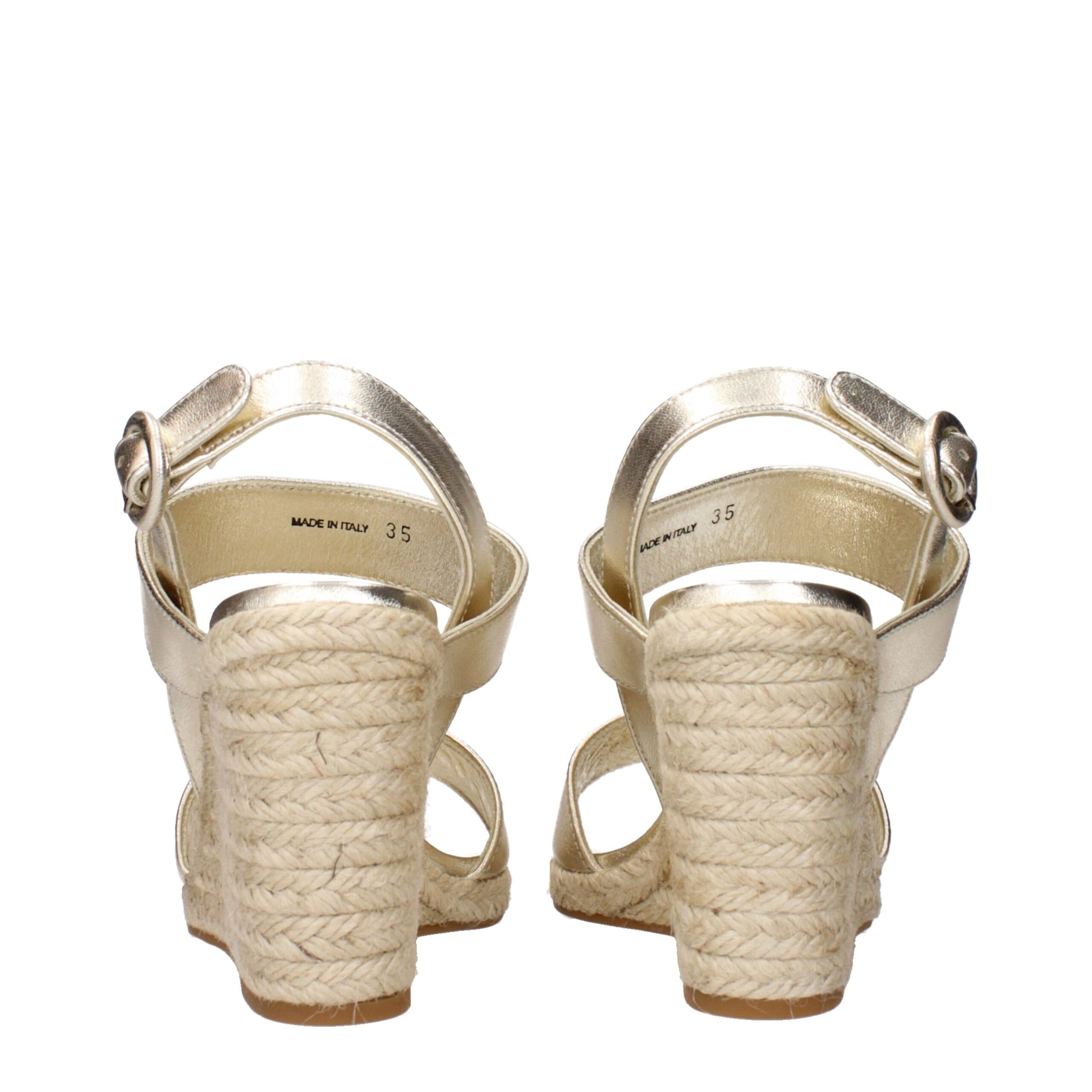 Prada Gold Leather Wedge Sandals Curated Luxury Accessories by Orvyn
