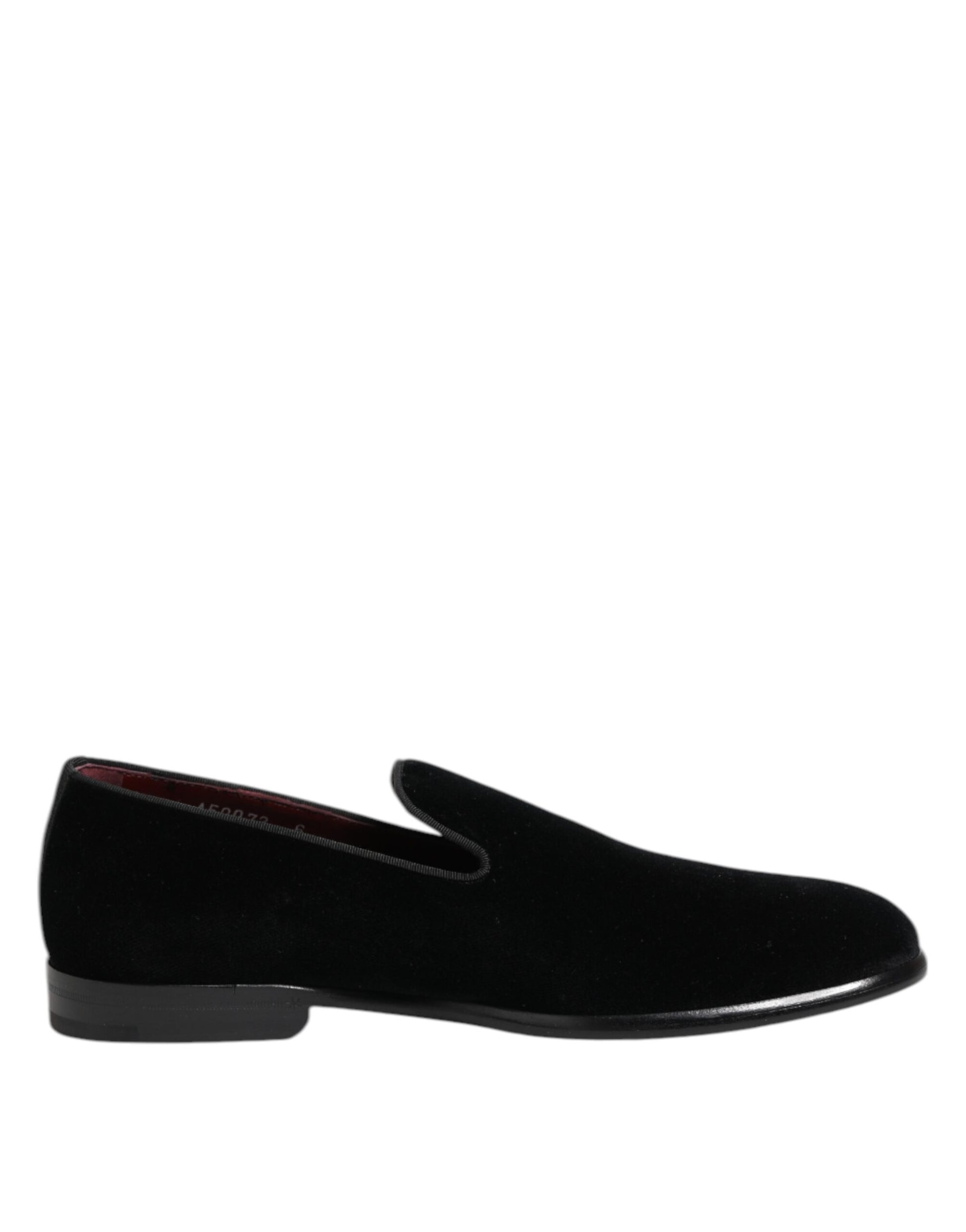 Dolce & Gabbana Black Velvet Loafers Formal Men Dress Shoes Curated Luxury Accessories by Orvyn