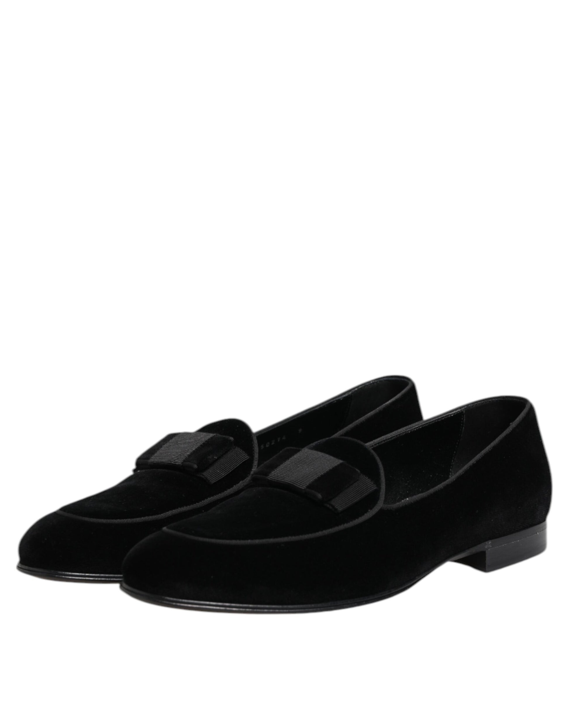Dolce & Gabbana Black Velvet Loafers Formal Men Dress Shoes Curated Luxury Accessories by Orvyn