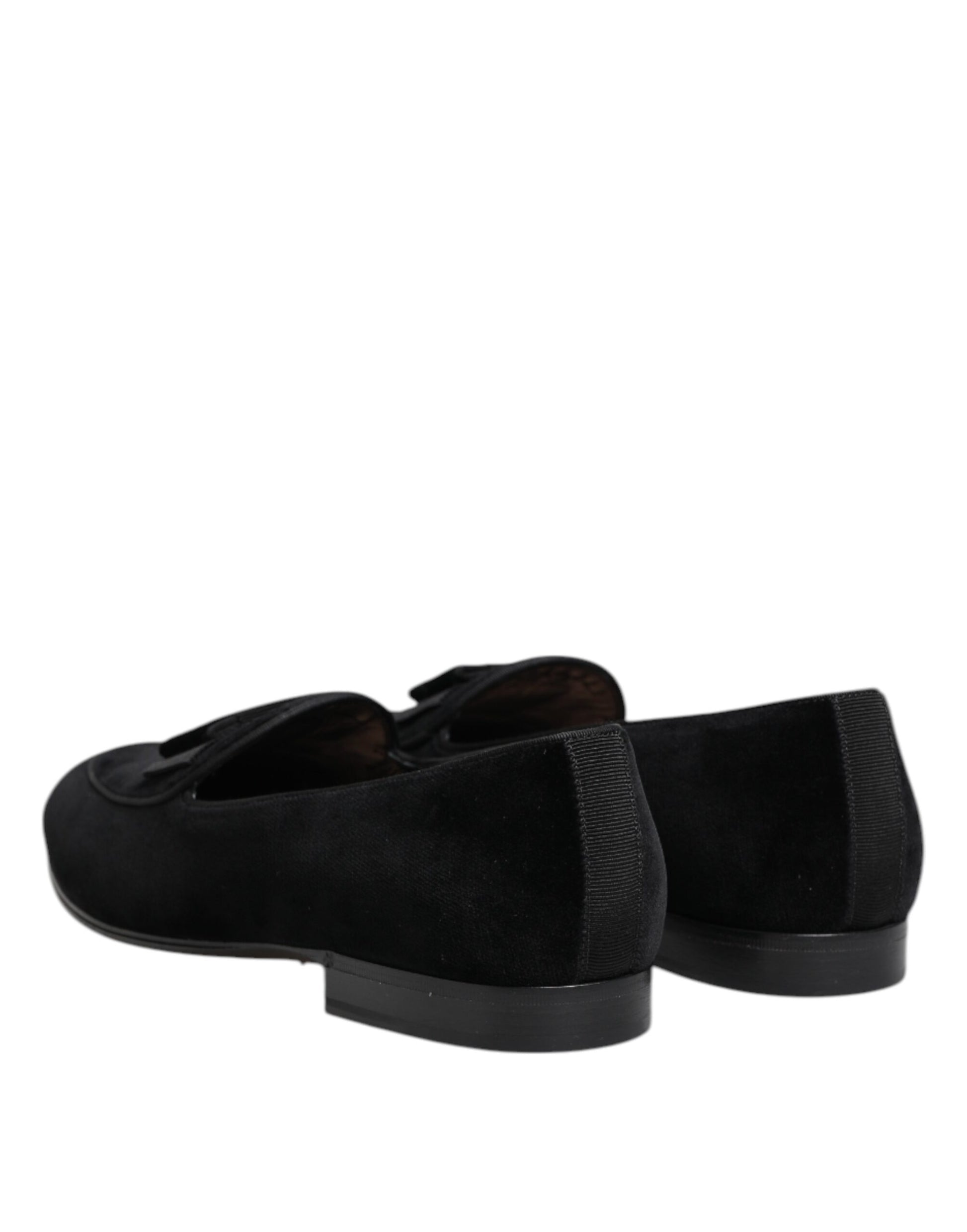 Dolce & Gabbana Black Velvet Loafers Formal Men Dress Shoes Curated Luxury Accessories by Orvyn